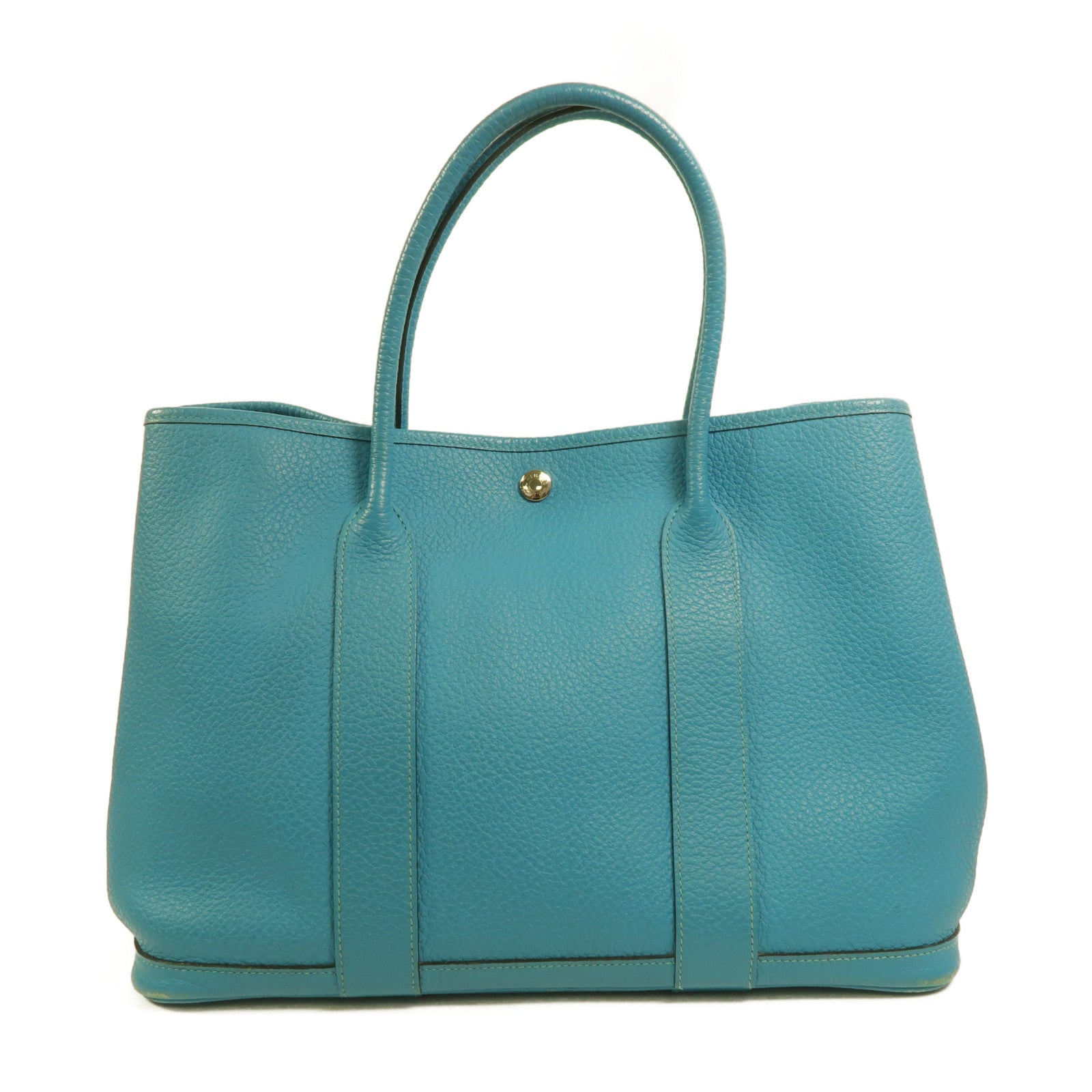 HERMES Clemence皮革Garden Party PM手挽袋Turquoise
