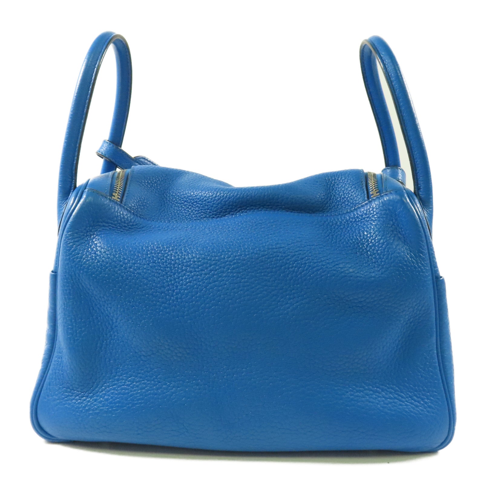HERMES PHW Lindy 30 2 Way Bag Clemence Leather B3 Blue Zanzibar