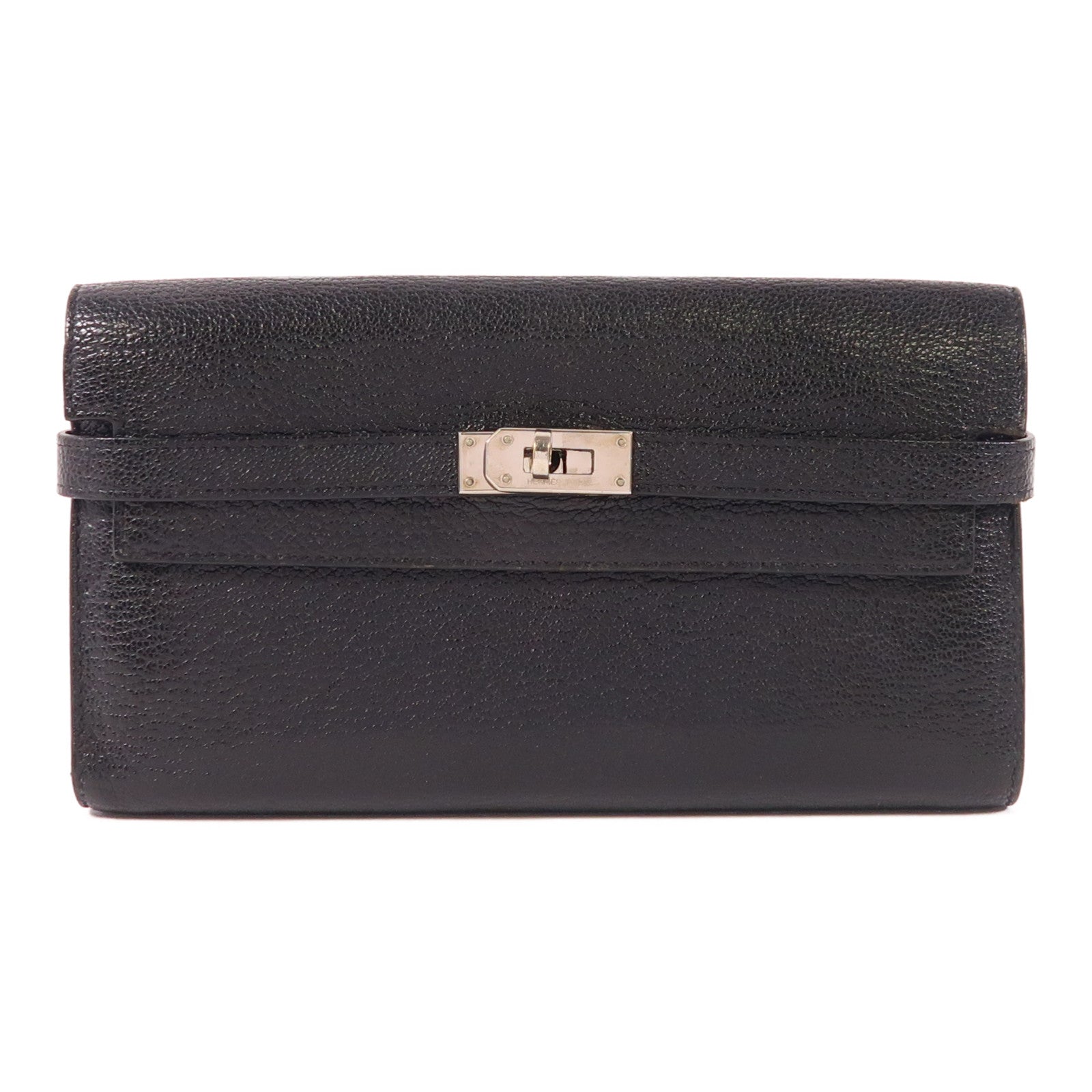 HERMES Chevre皮革Kelly Wallet銀扣長錢包