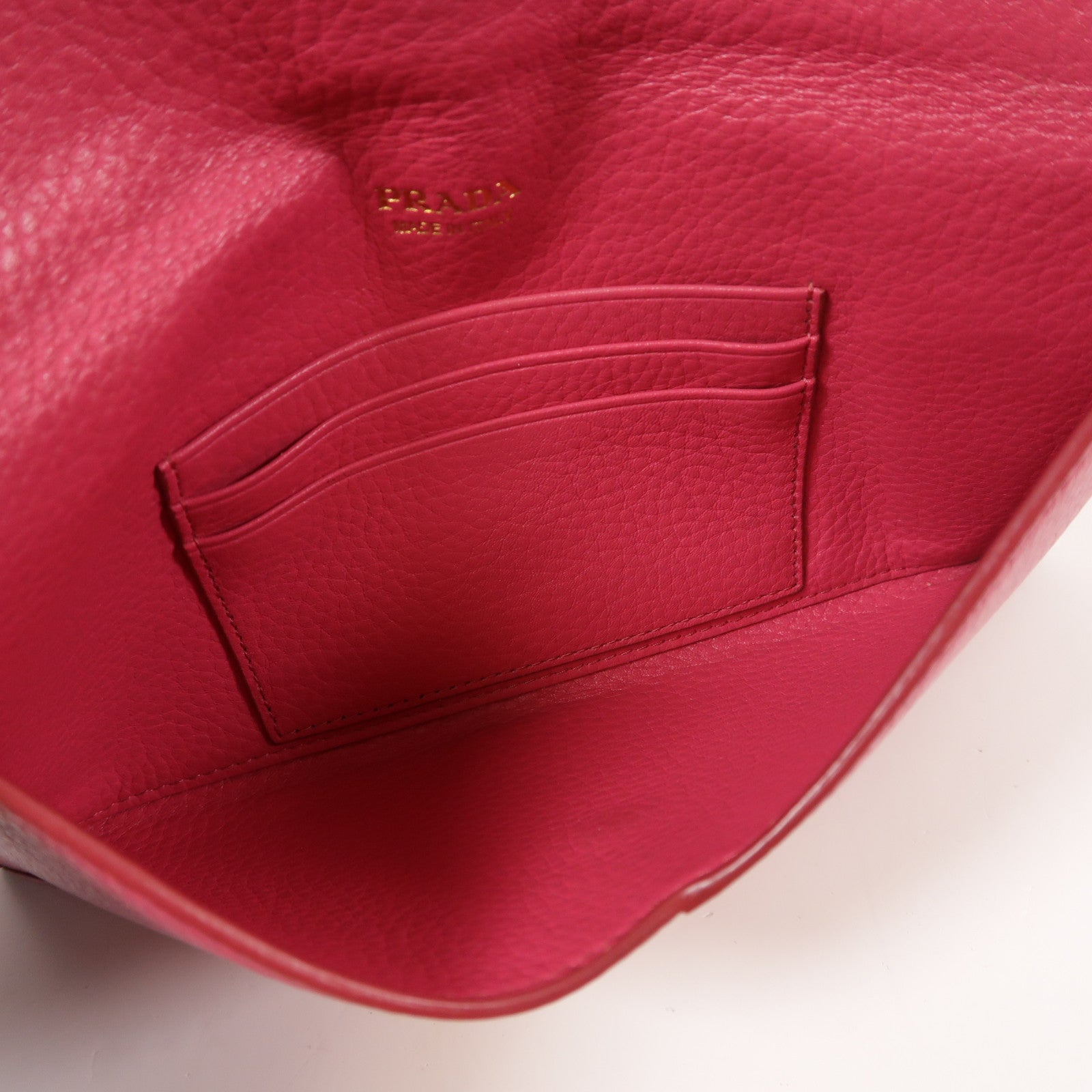 PRADA GHW Envelope Long Wallet Calfskin Leather Pink