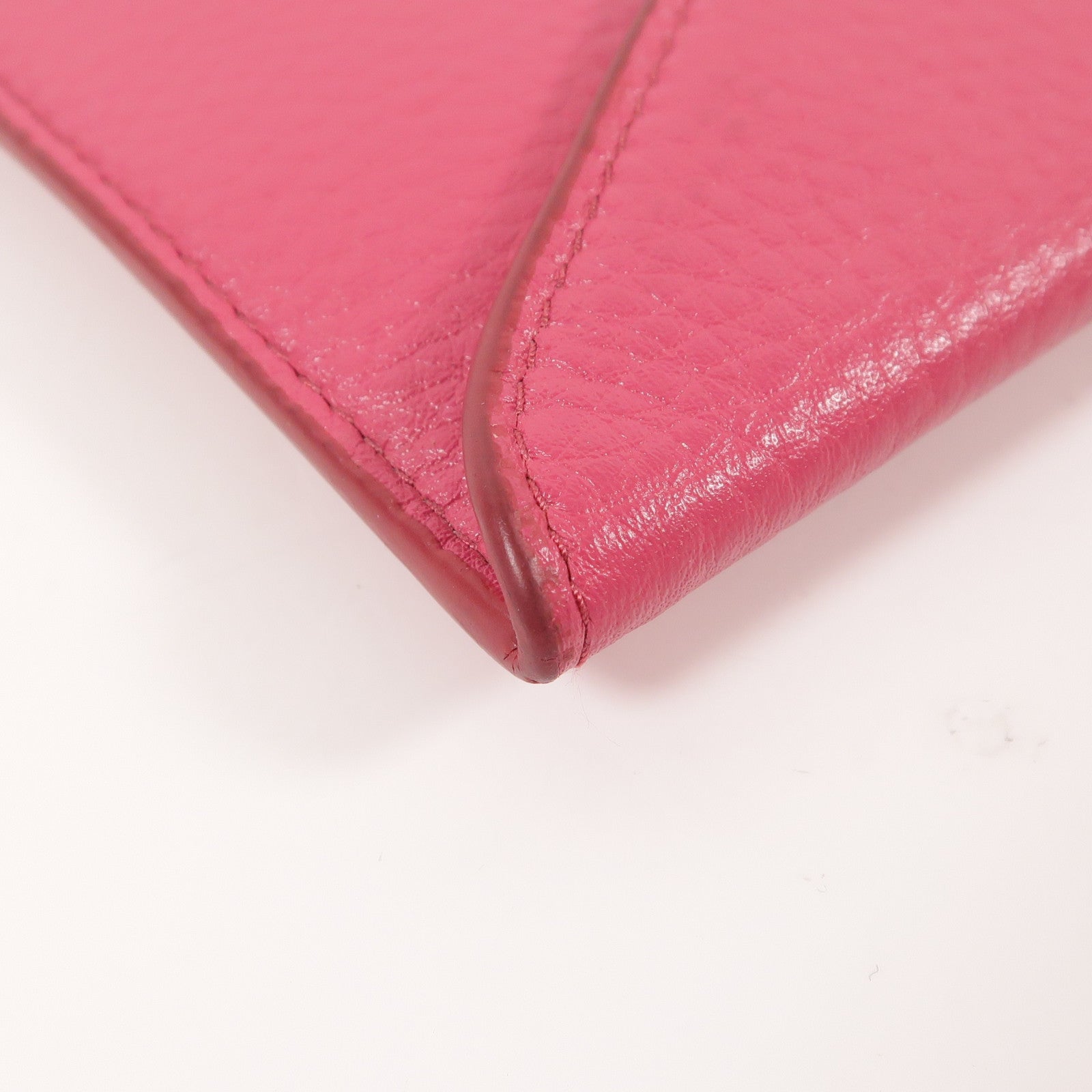 PRADA GHW Envelope Long Wallet Calfskin Leather Pink