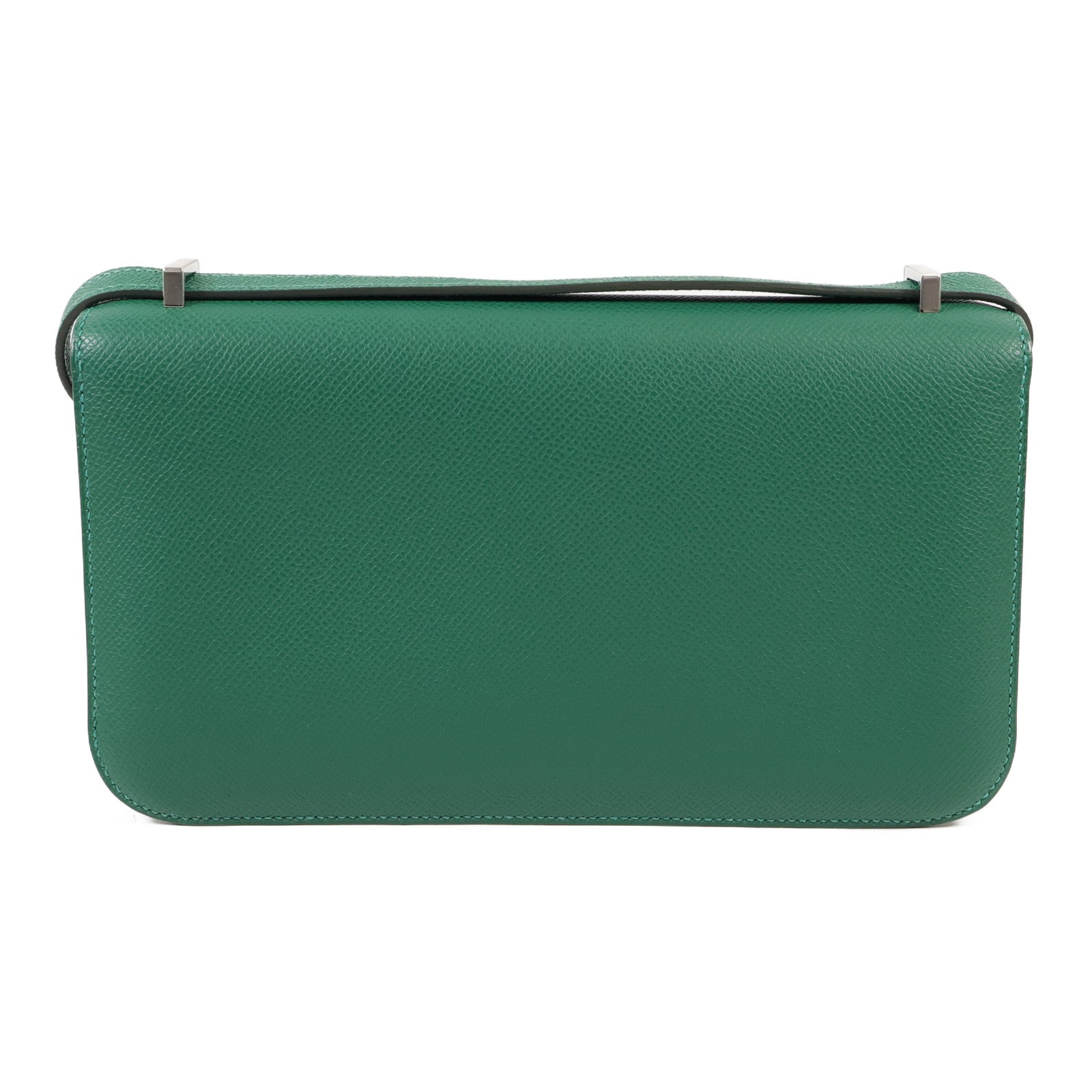 HERMES Epsom皮革Constance Elan銀扣肩背袋Vert Moyen