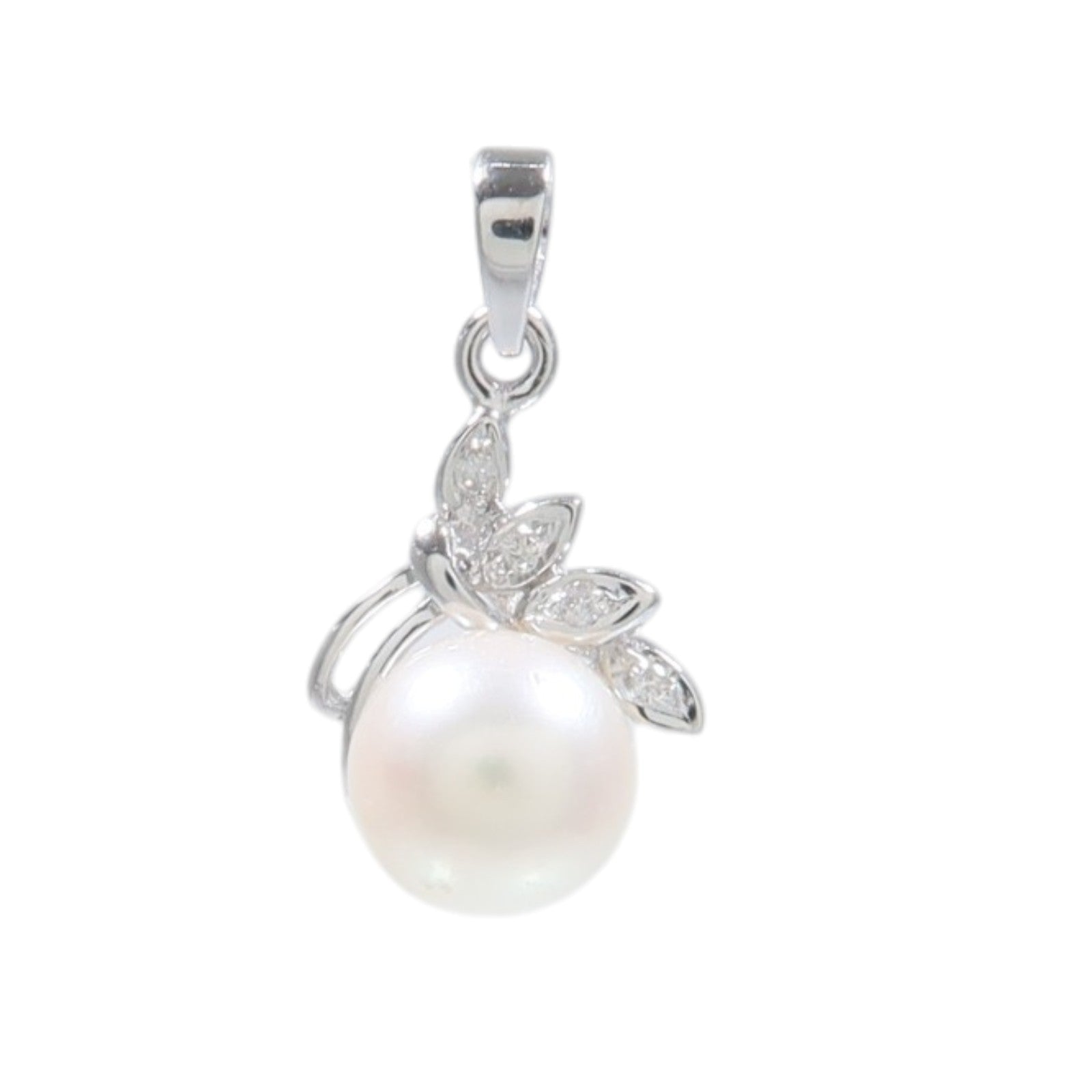 JEWELRY 18K白金Pearl Diamond Pendant Top珍珠/鑽石吊墜