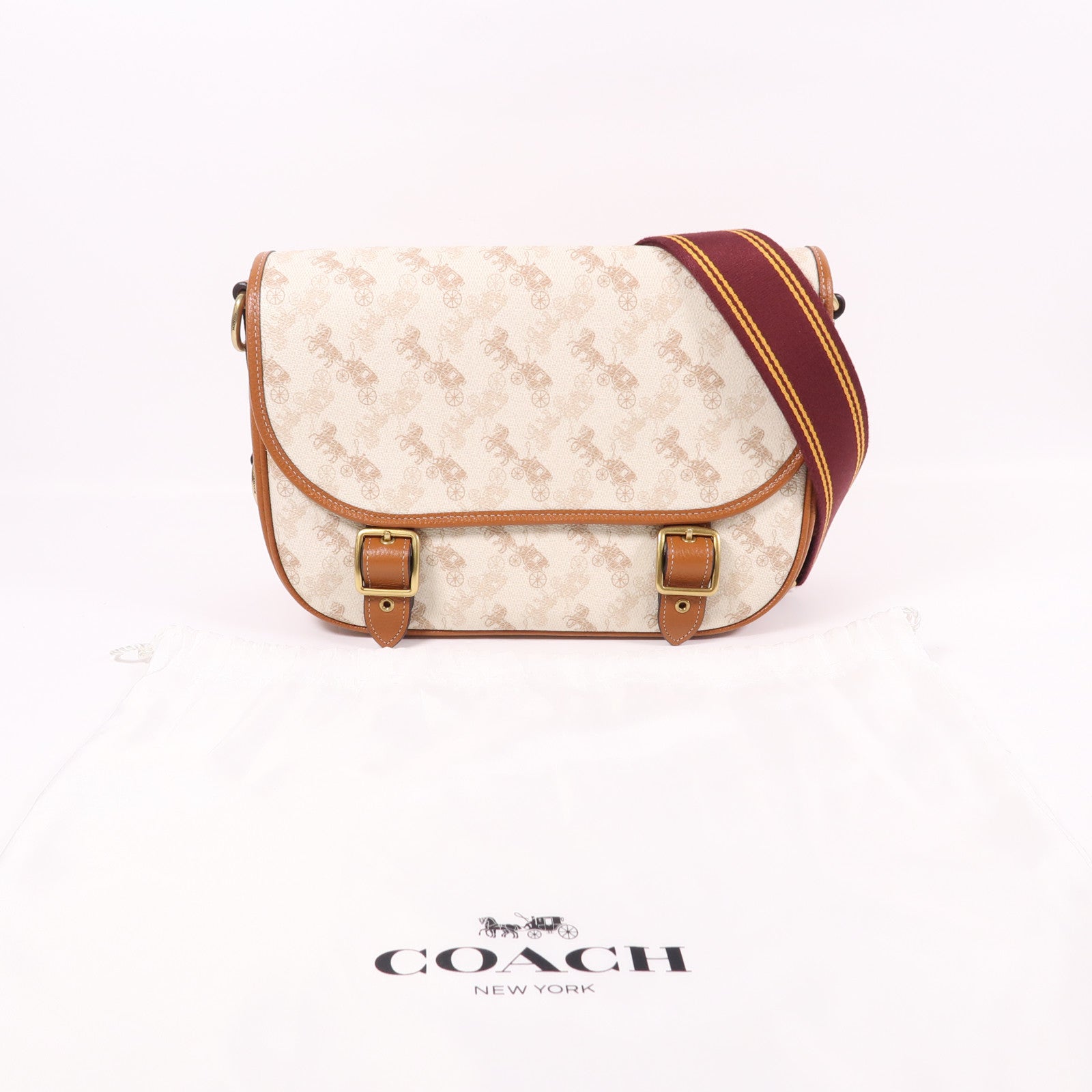 COACH 塗層帆布Field Messenger Bag金扣鏈帶肩背袋