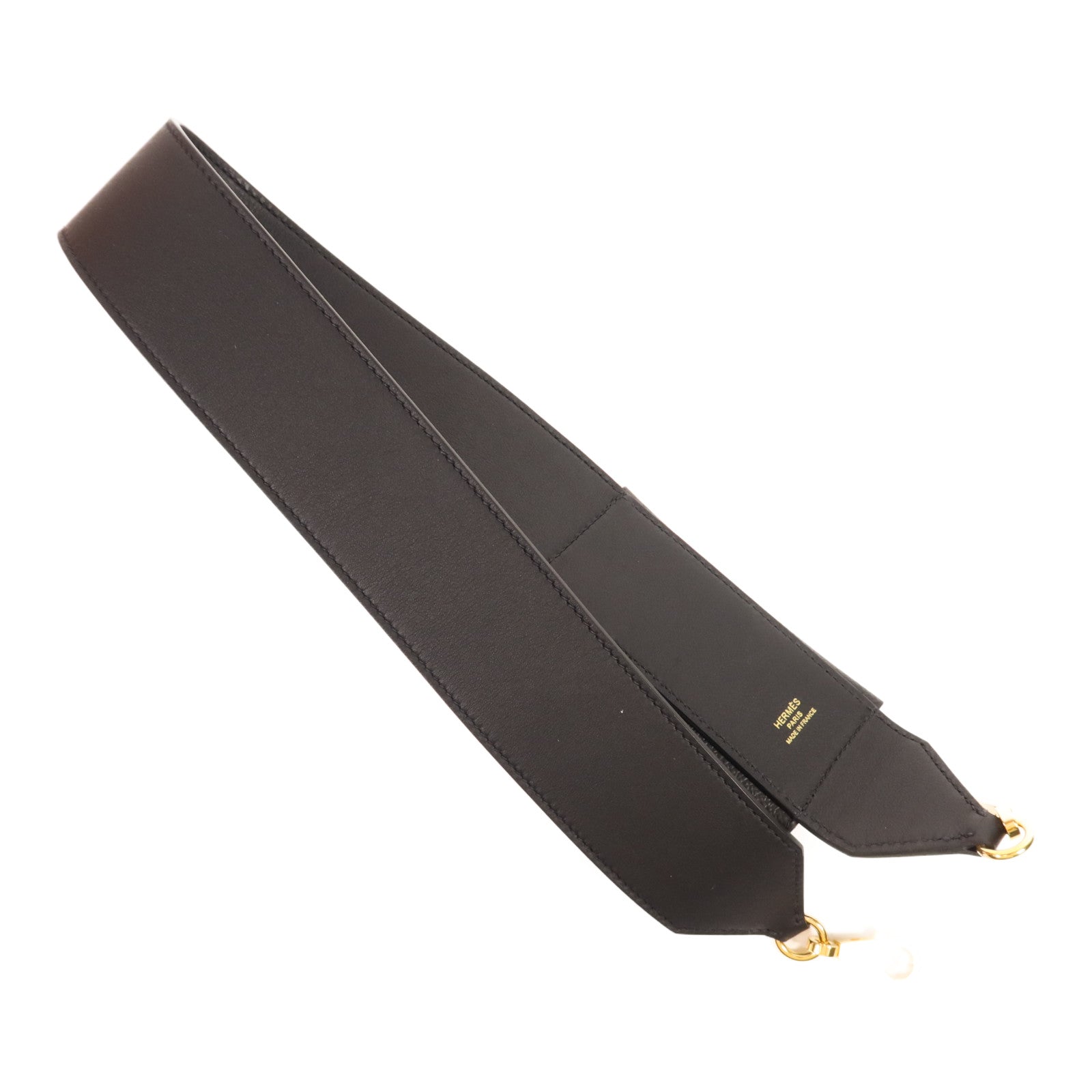 HERMES Epsom/Swift皮革Kelly Pocket Strap金扣肩帶Noir