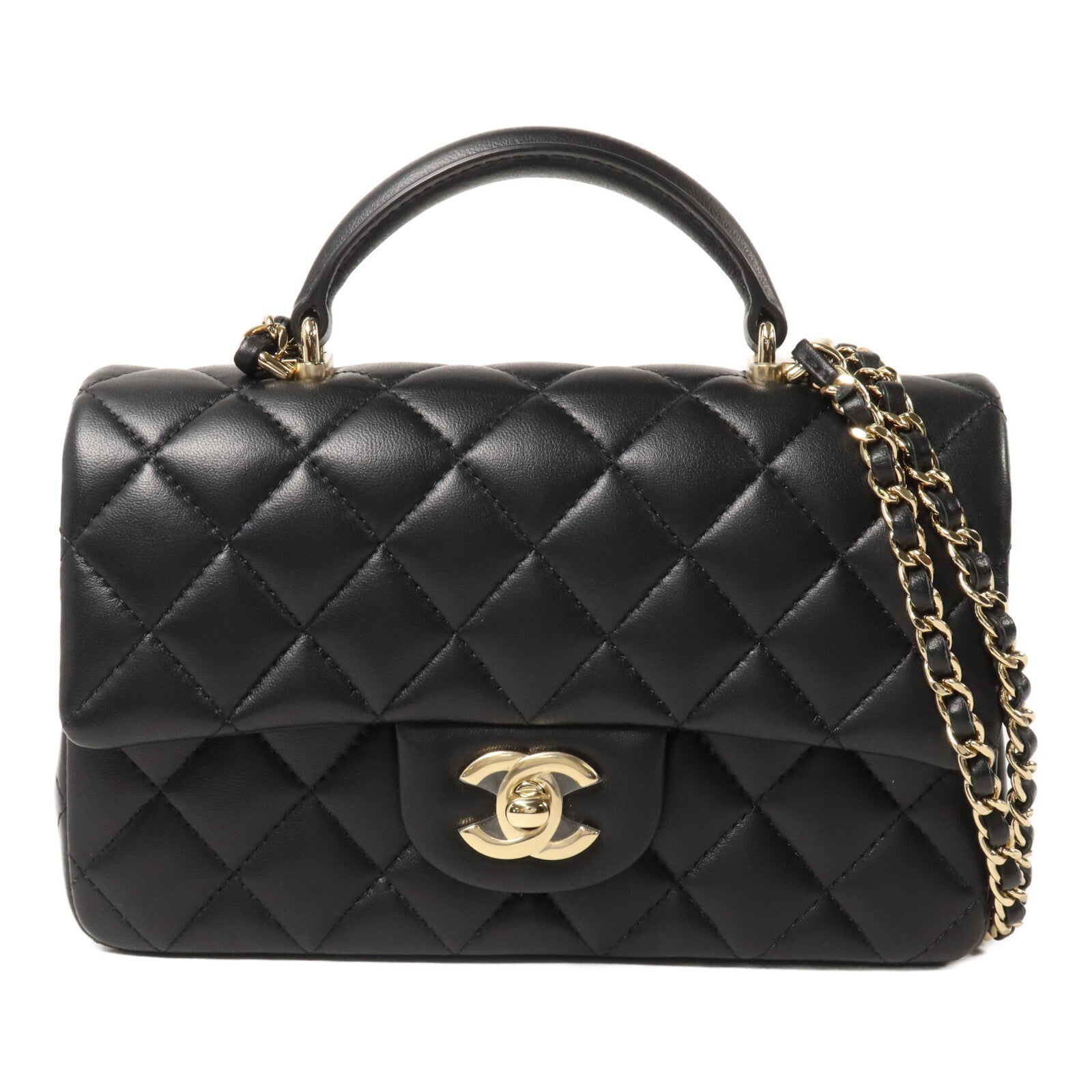 CHANEL 羊皮皮革Mini Classic Flap Bag With Handle手挽肩背兩用袋