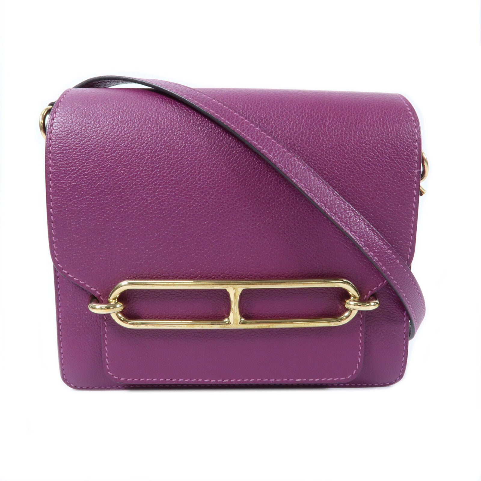 HERMES Evercolor皮革Mini Roulis金扣肩背袋Anemone