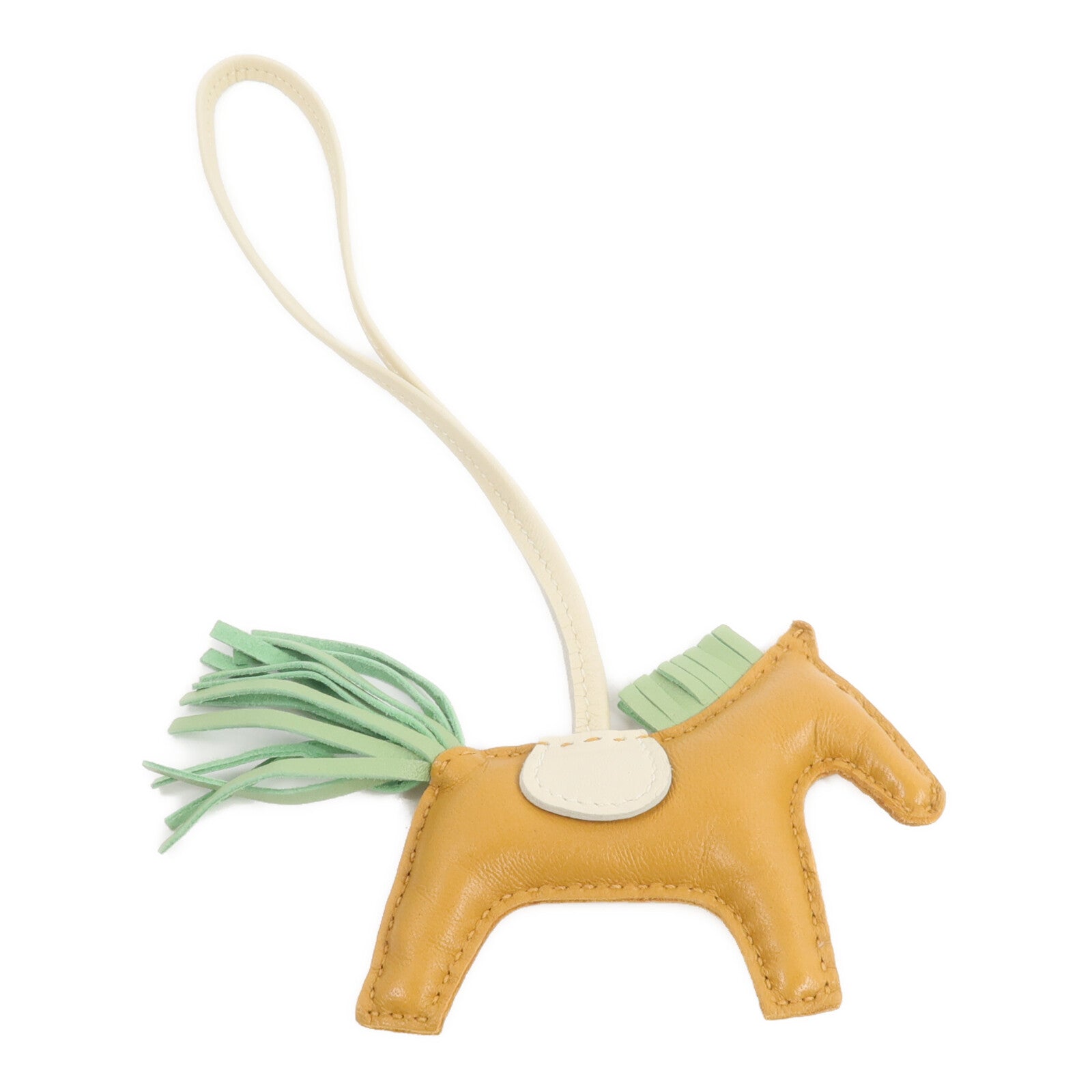 HERMES Milo皮革Rodeo PM掛飾Sesame/Criquet/Craie