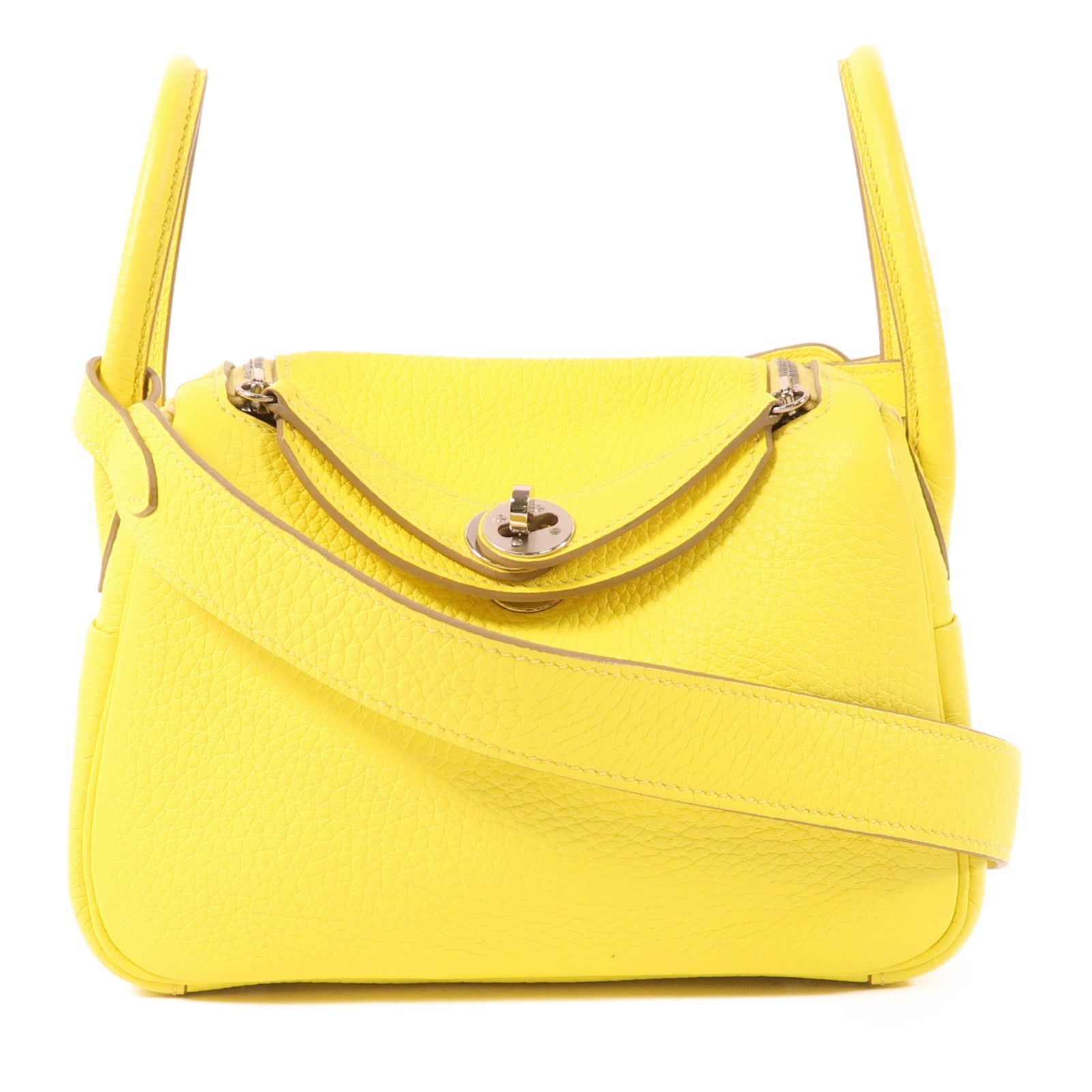 HERMES Clemence皮革Mini Lindy銀扣手挽肩背兩用袋