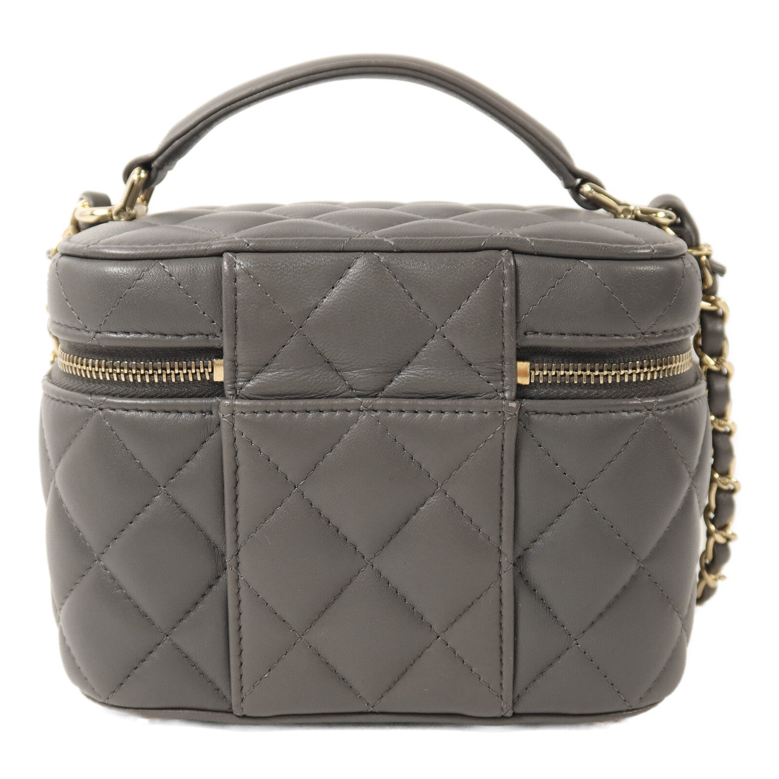 CHANEL 羊皮皮革Vanity Case金扣鏈帶手挽肩背兩用袋
