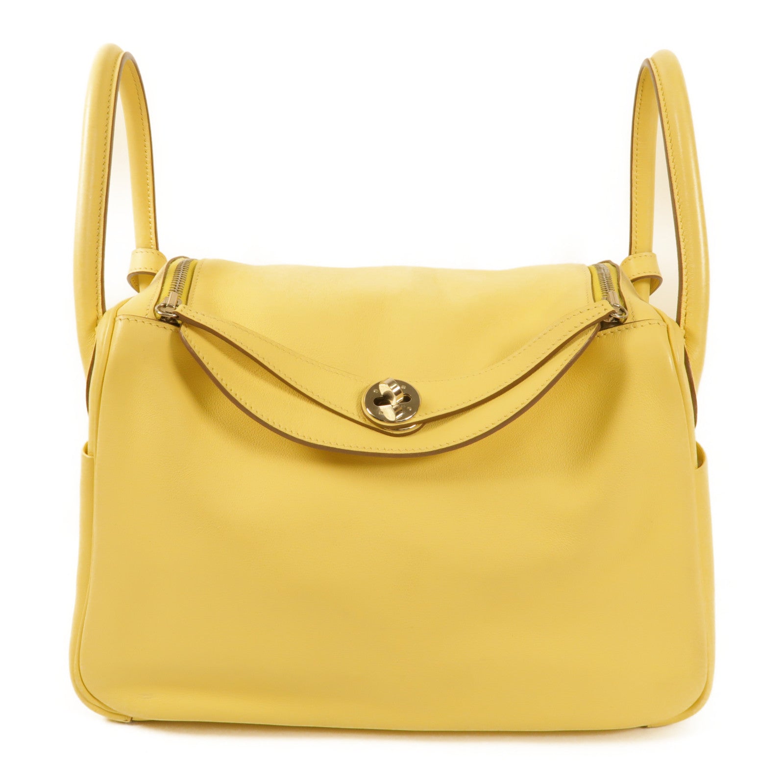 HERMES PHW Lindy 30 2 way Shoulder Bag Swift Leather Jaune Poussin