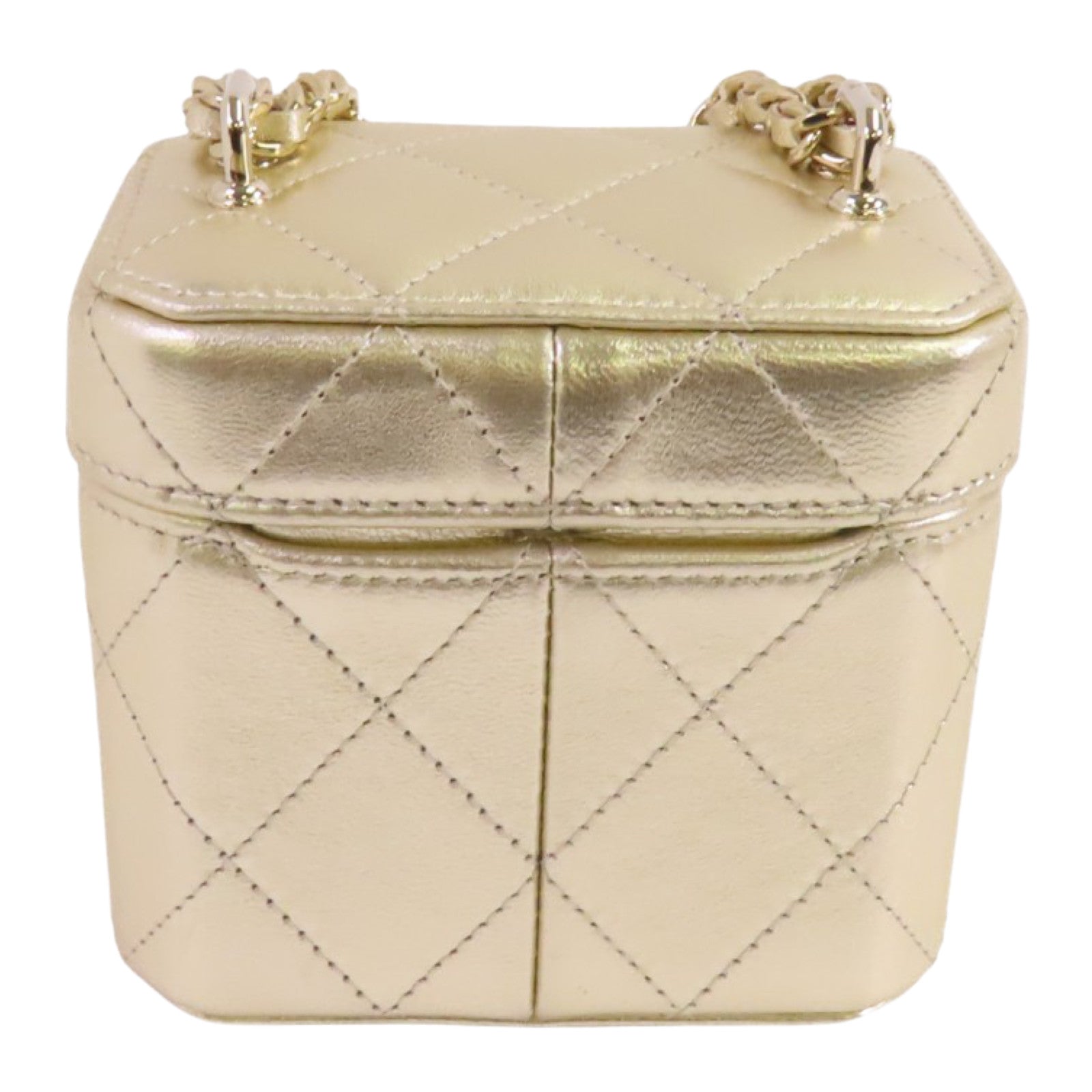 CHANEL 牛皮皮革Vanity Case金扣鏈帶肩背袋