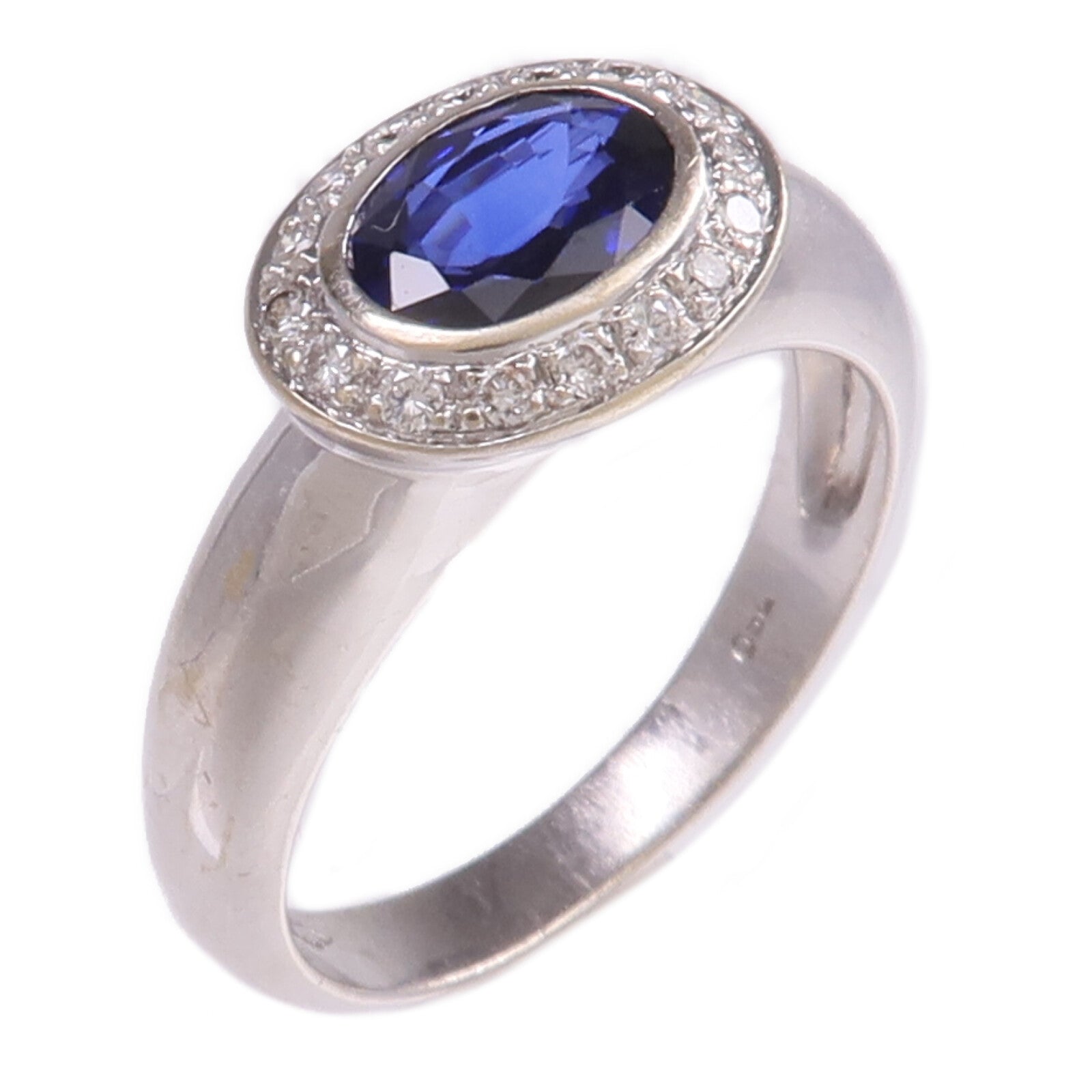 JEWELRY 18K白金Sapphire Diamond Ring藍寶石/鑽石戒指US#6
