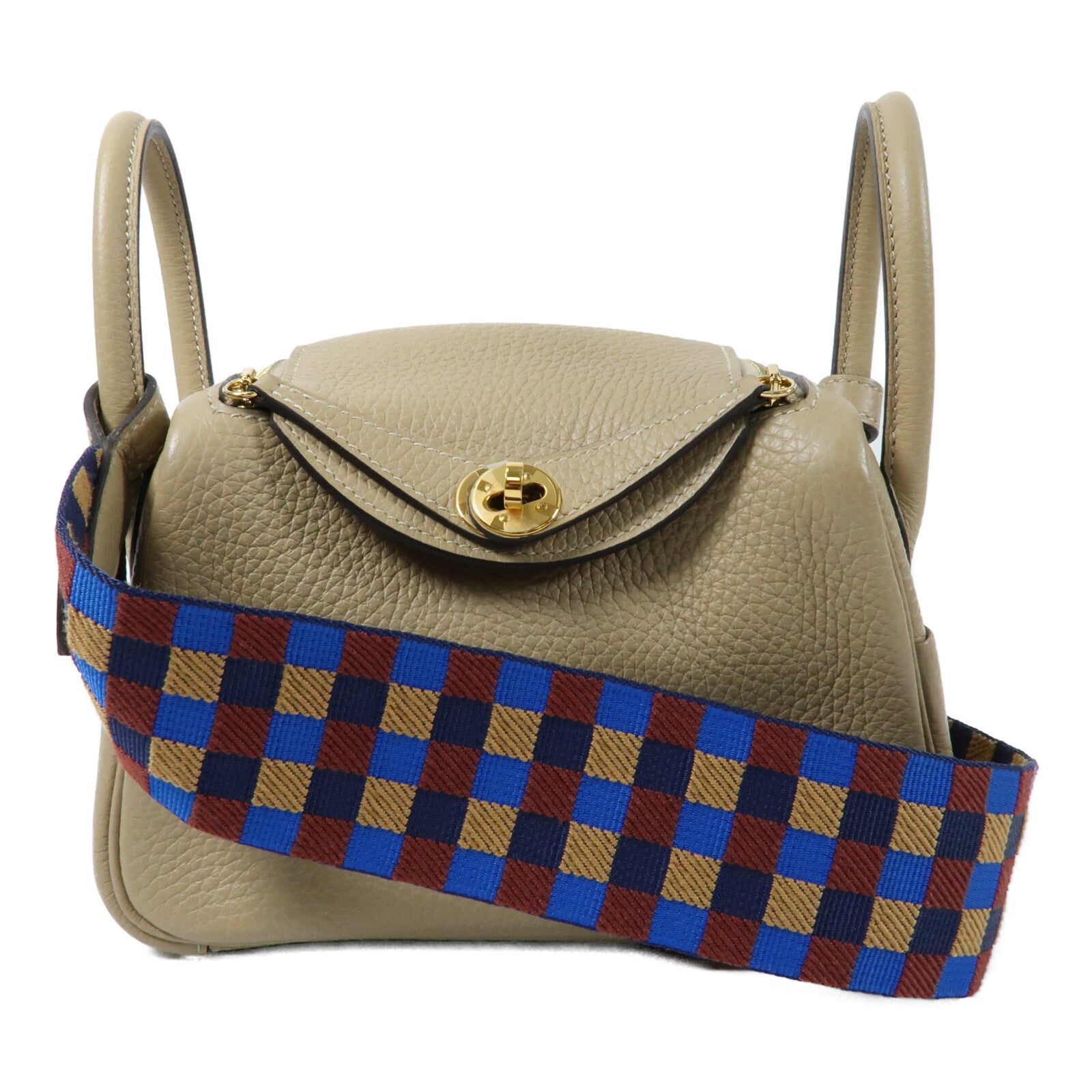 HERMES Clemence皮革Mini Lindy金扣手挽肩背兩用袋Trench
