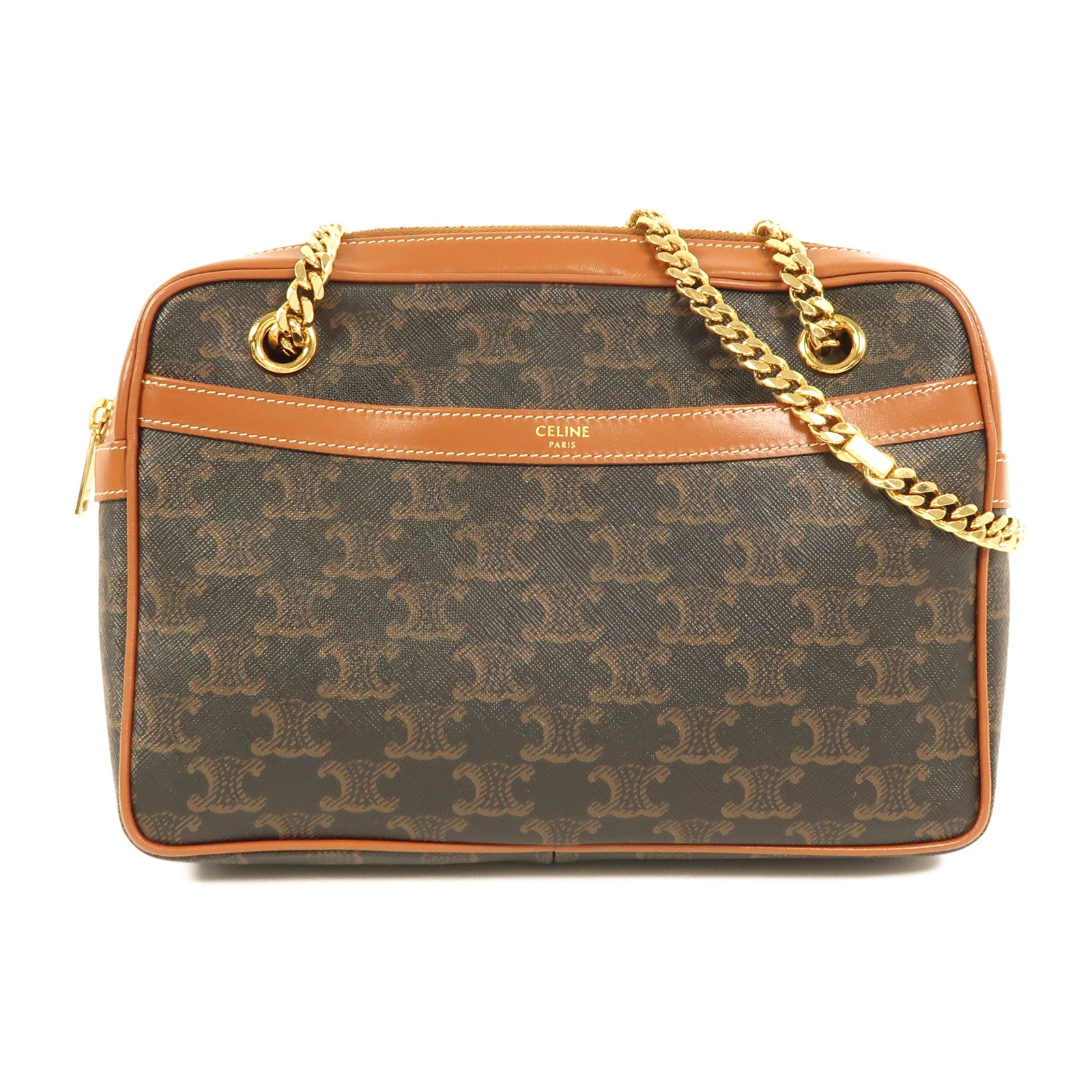 CELINE 塗層帆布Small Patapans金扣鏈帶肩背袋