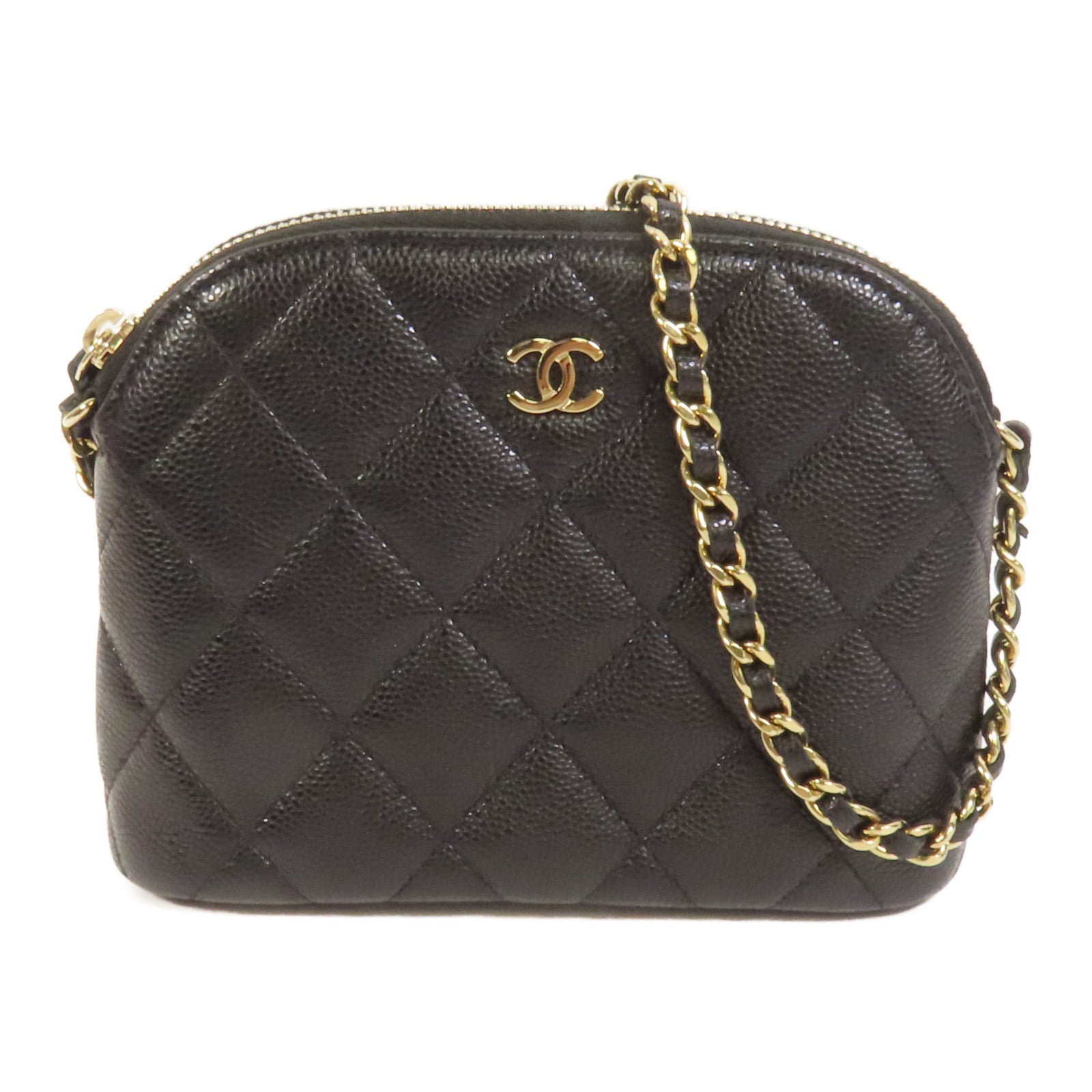 CHANEL 牛皮皮革Chain Shoulder金扣鏈帶肩背袋