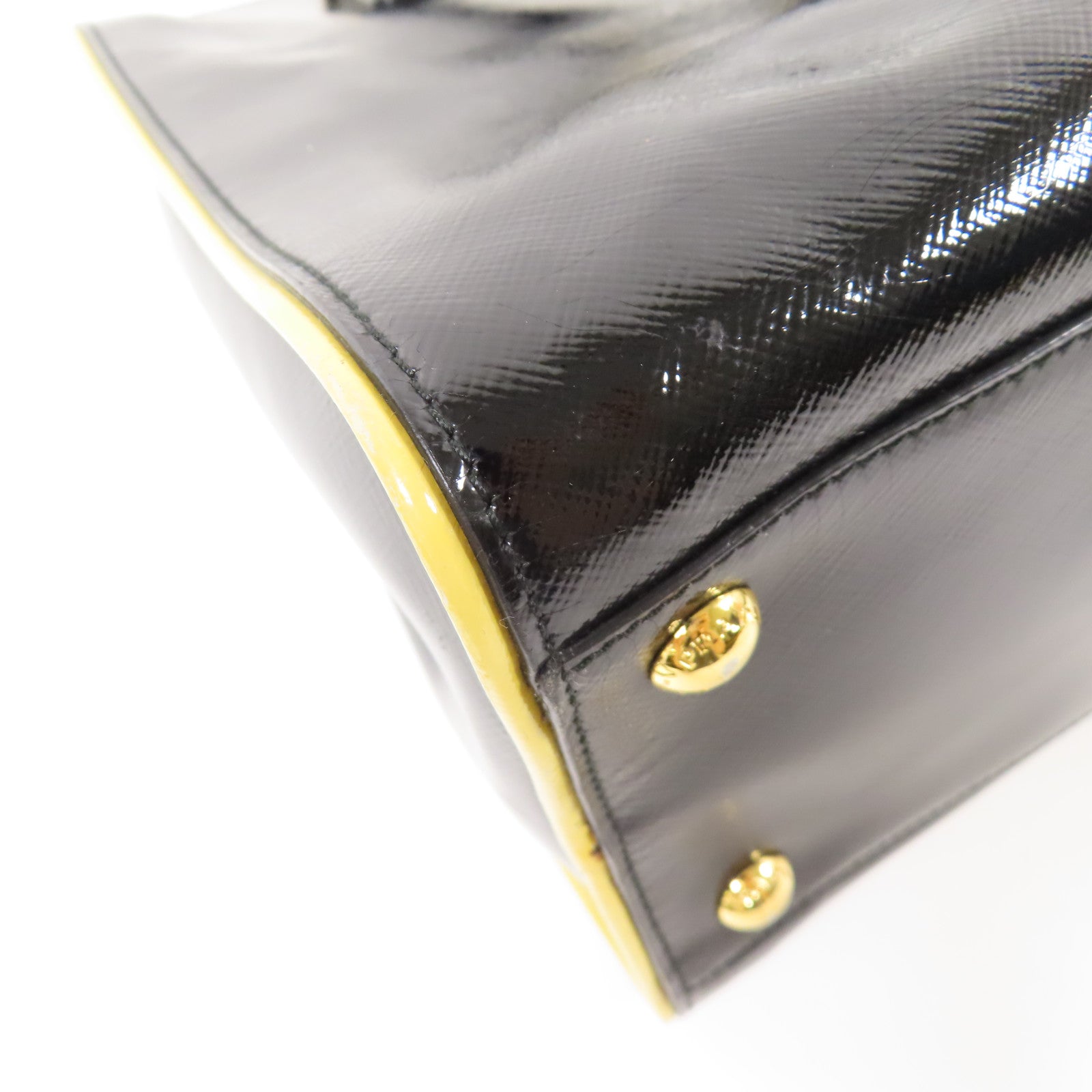 PRADA 漆皮皮革2Way Shoulder金扣手挽肩背兩用袋