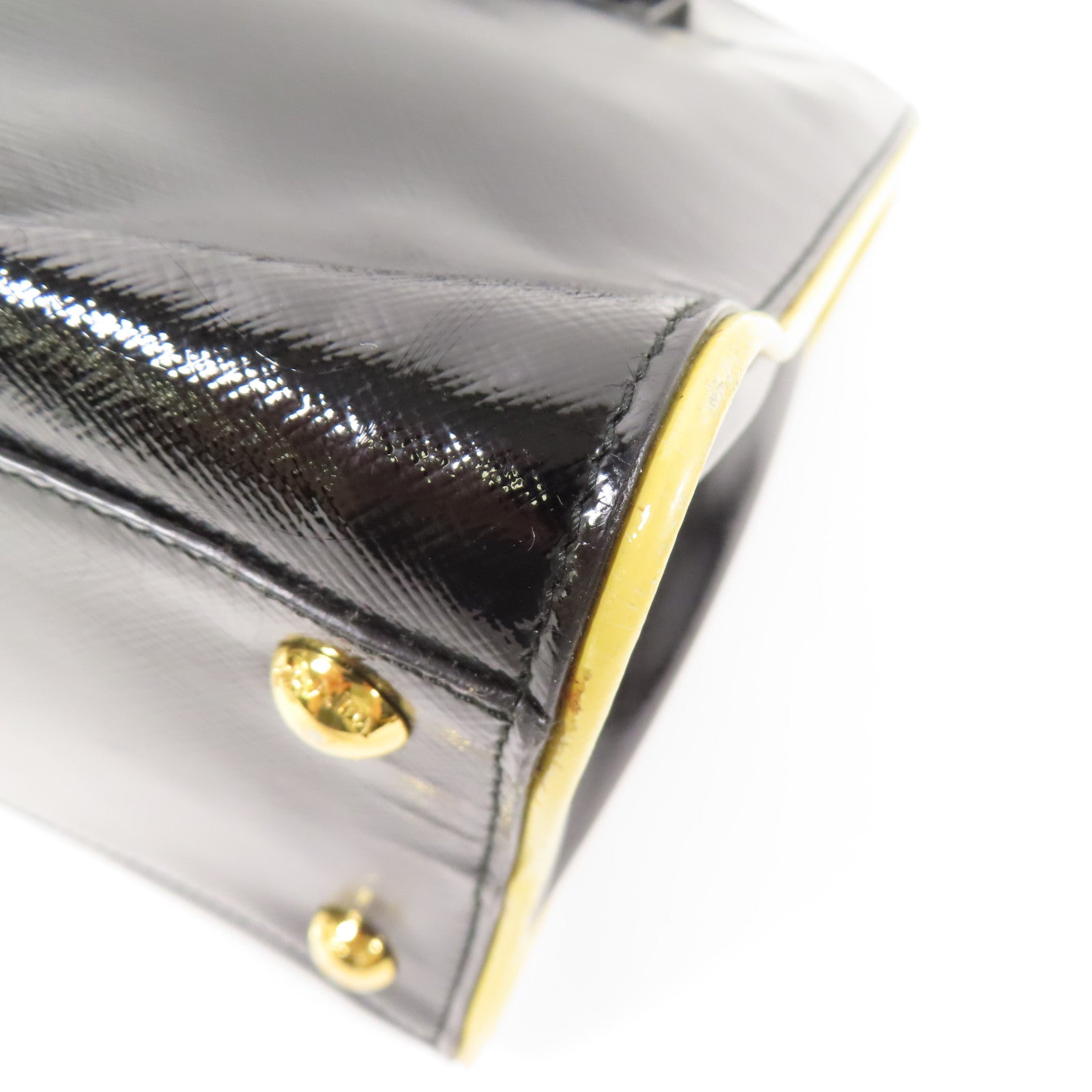 PRADA 漆皮皮革2Way Shoulder金扣手挽肩背兩用袋