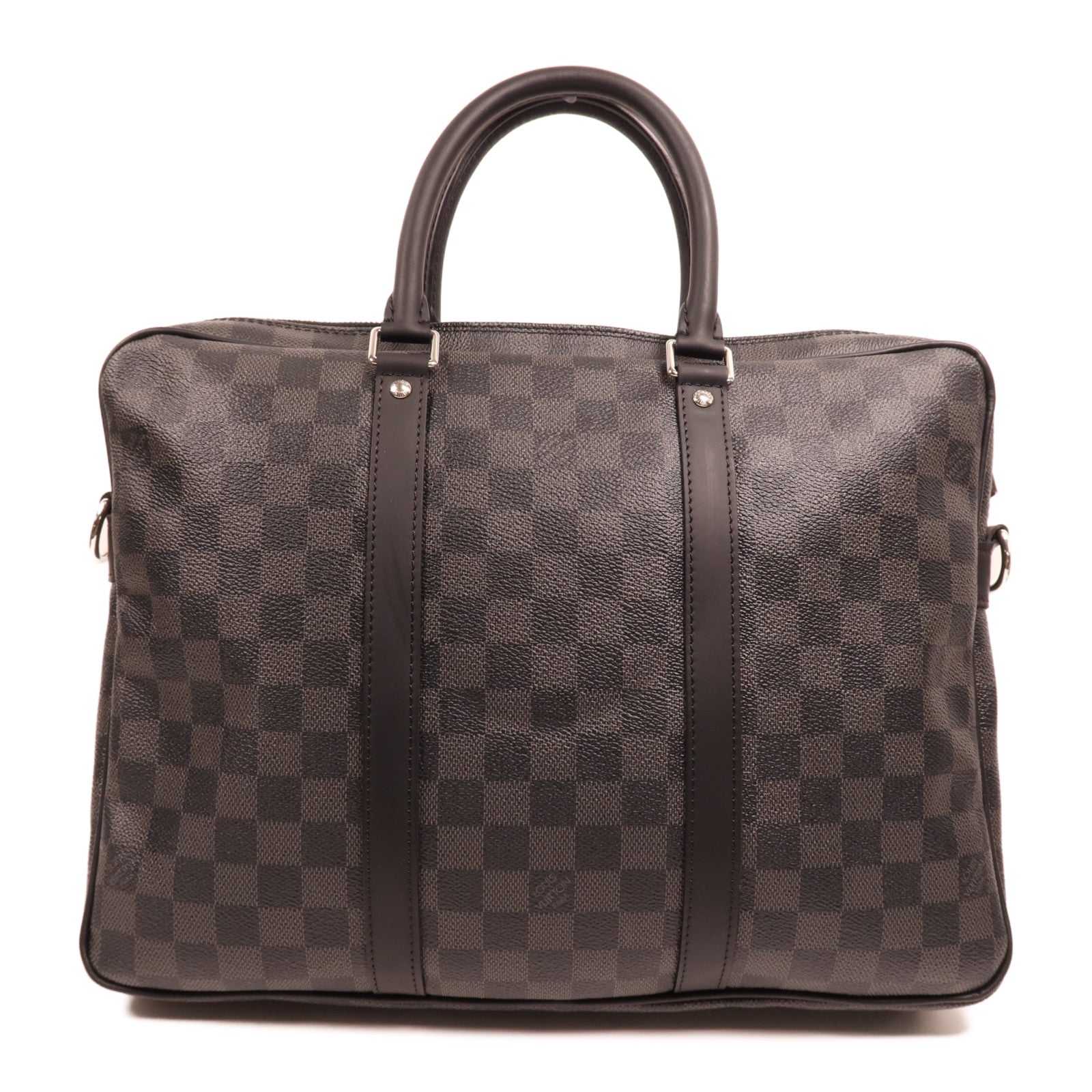 LOUIS VUITTON Damier Graphite Porte Documents Voyage銀扣肩背袋