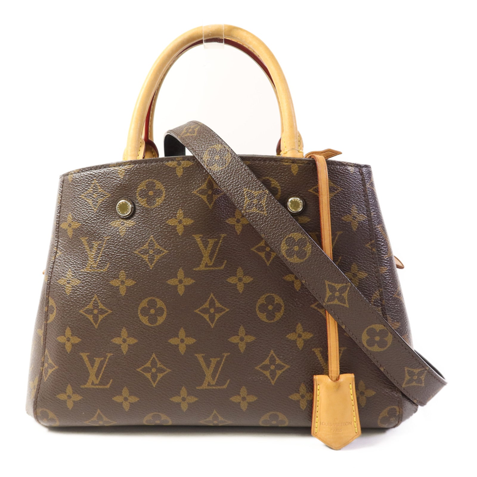 LOUIS VUITTON Monogram Montaigne BB金扣手挽肩背兩用袋棕色
