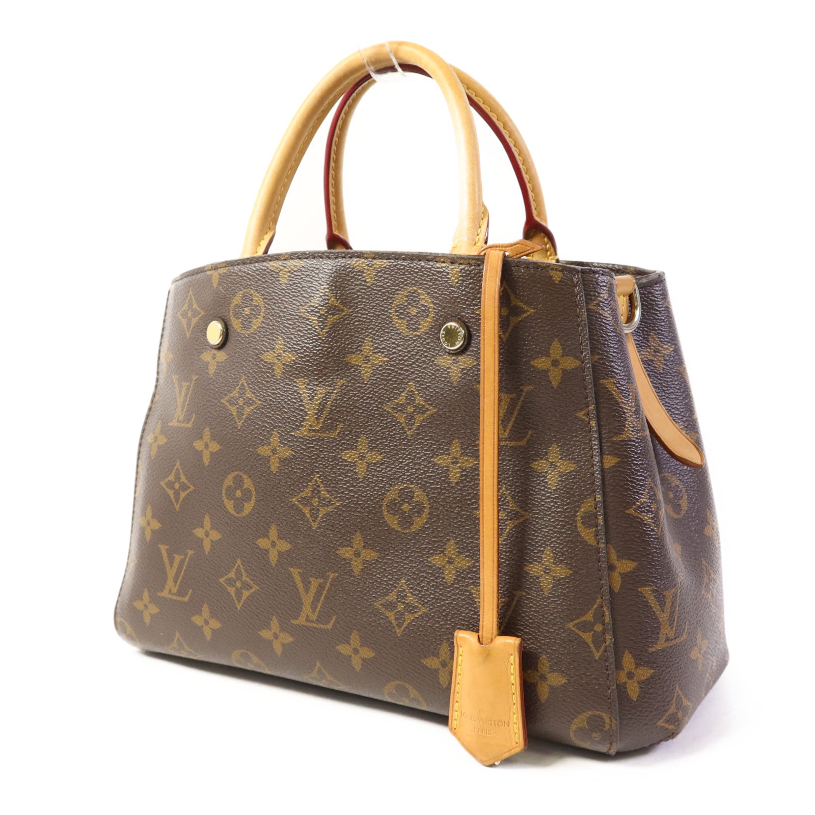 LOUIS VUITTON Monogram Montaigne BB金扣手挽肩背兩用袋棕色