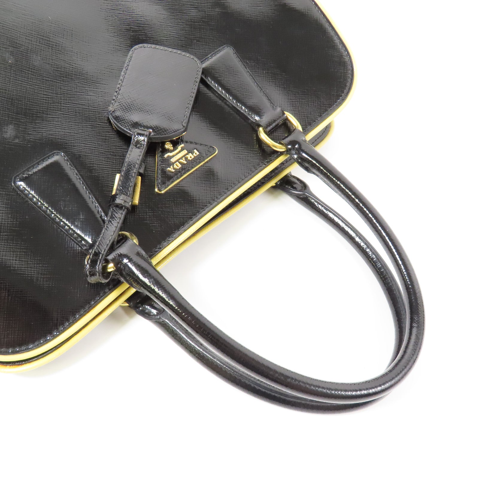 PRADA 漆皮皮革2Way Shoulder金扣手挽肩背兩用袋