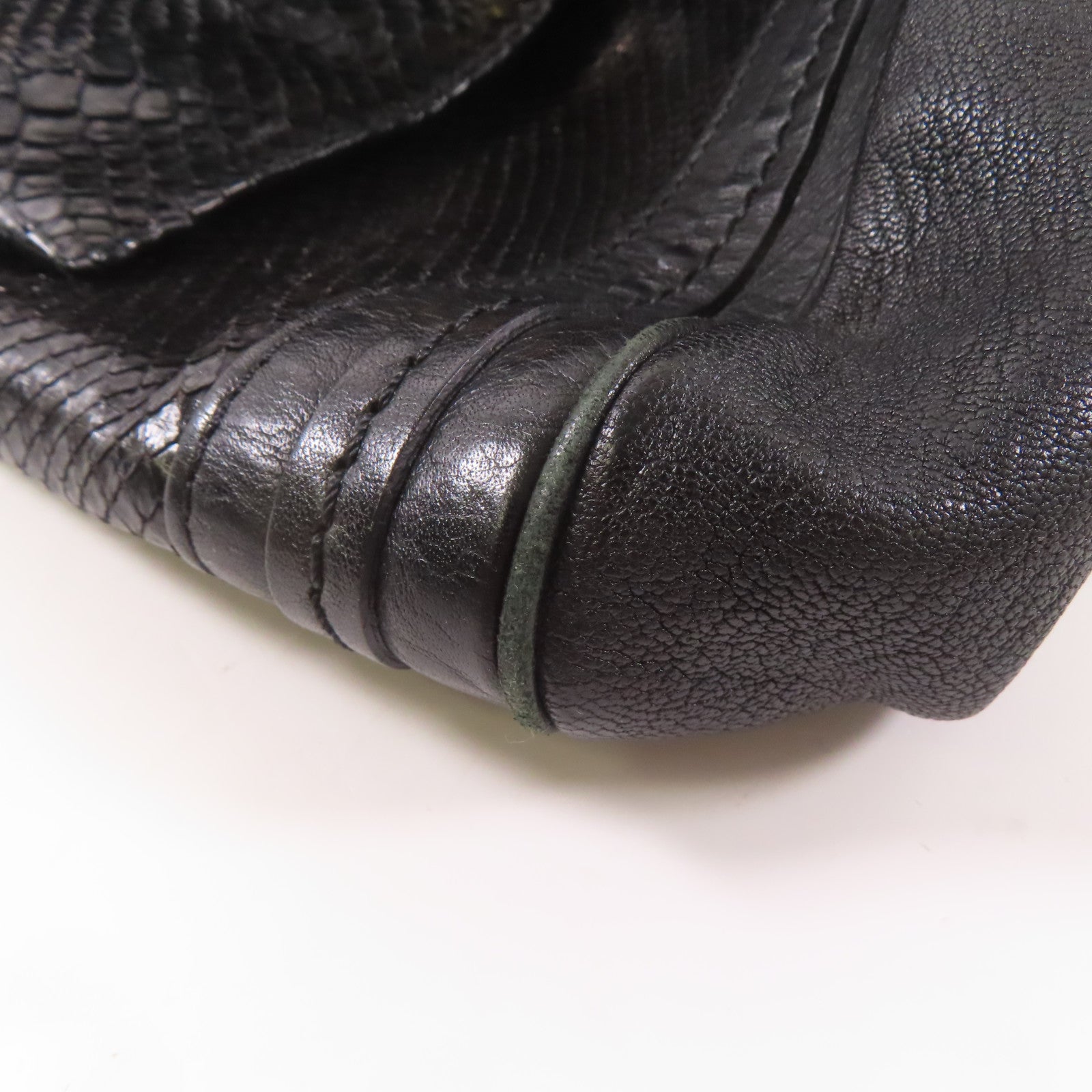 Chloe 牛皮皮革/蛇皮皮革Tote Bag金扣手挽袋黑色