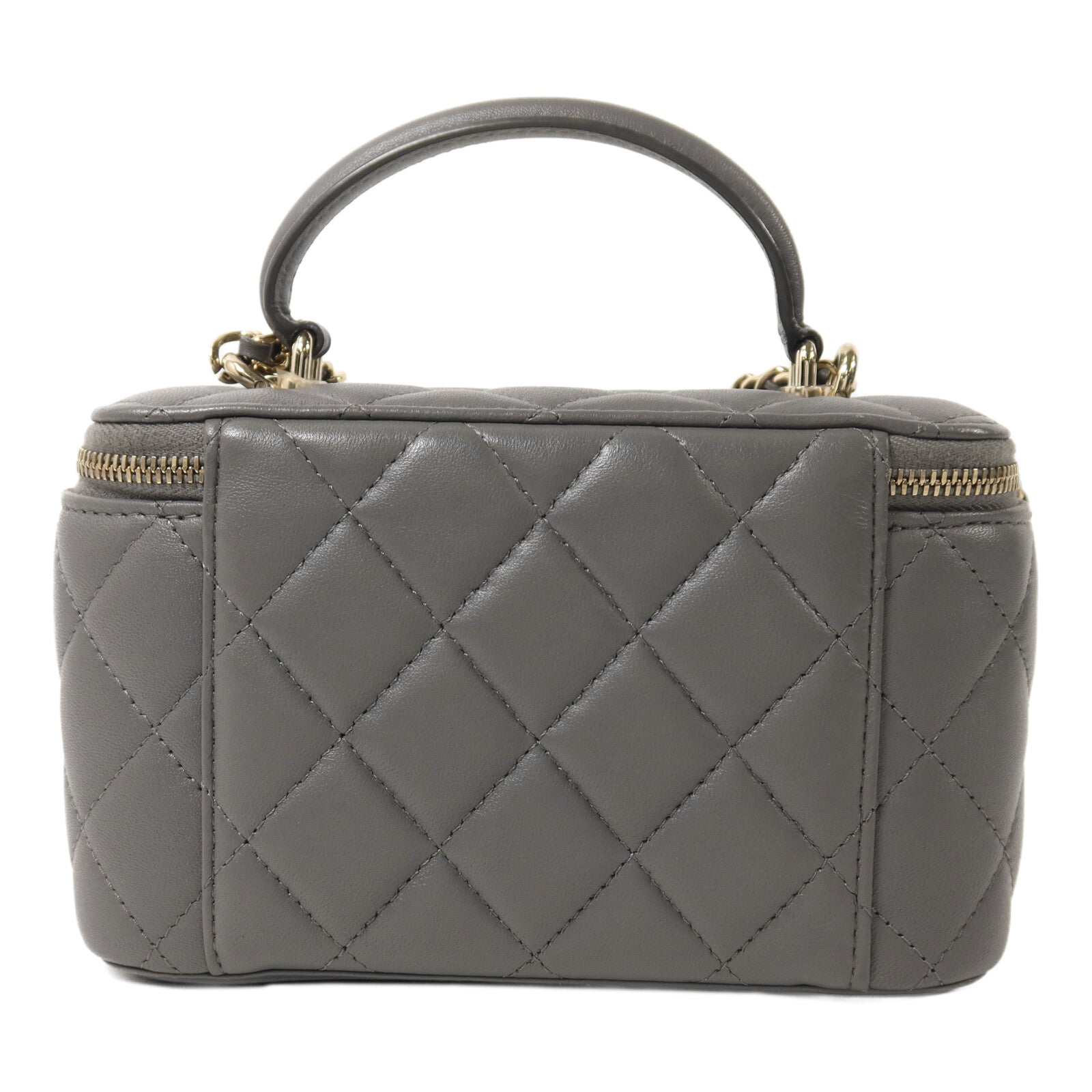 CHANEL 羊皮皮革Vanity Case金扣鏈帶手挽肩背兩用袋