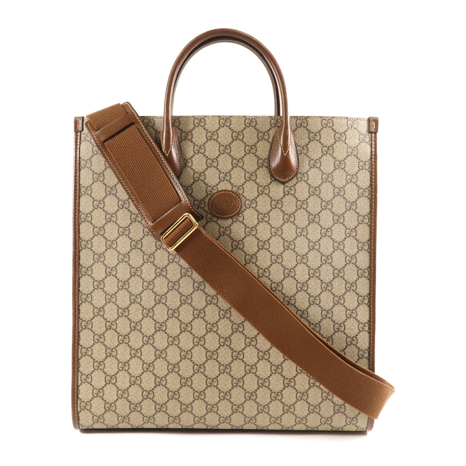 GUCCI 塗層帆布GG Supreme金扣手挽肩背兩用袋