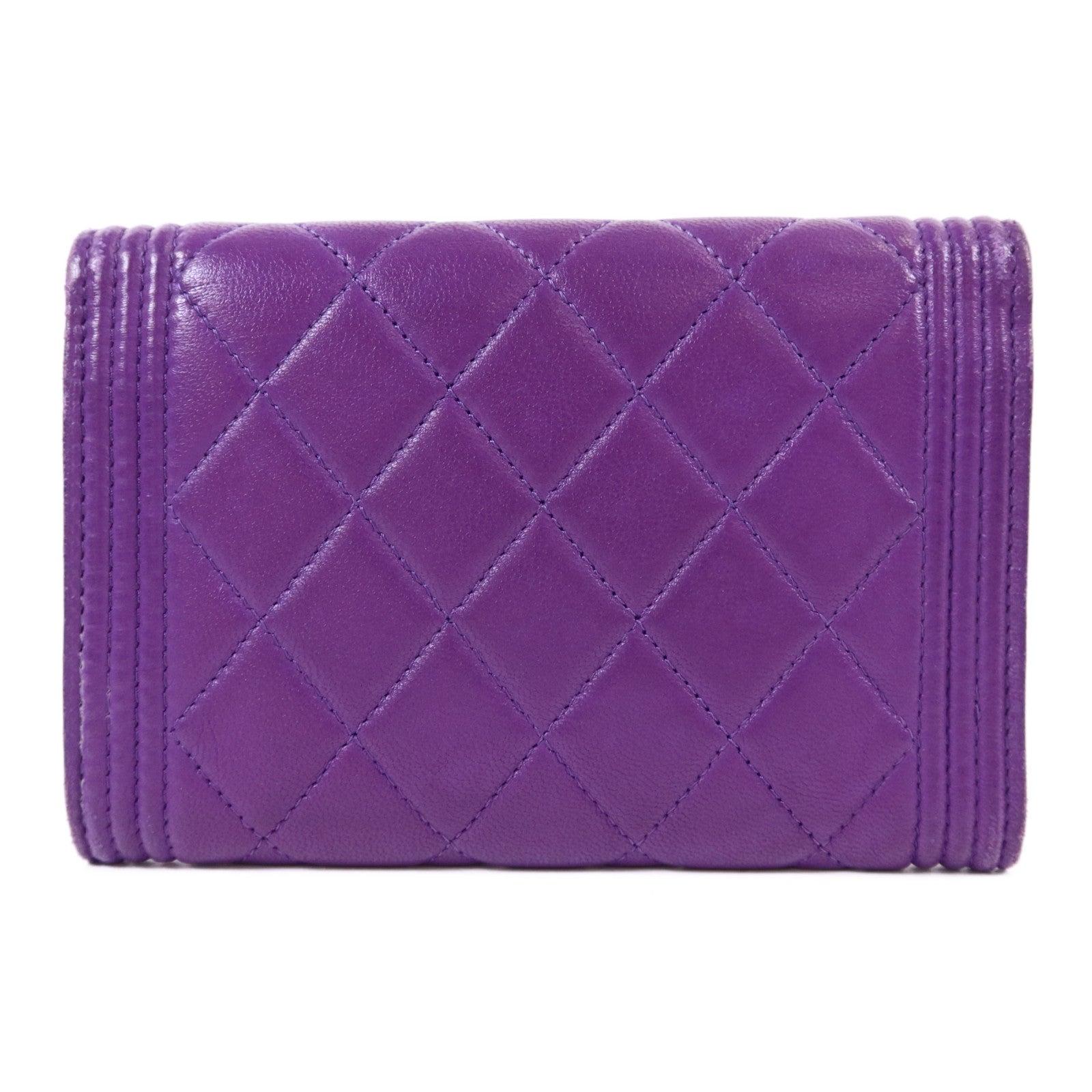 CHANEL 羊皮皮革Boy Bifold Wallet銀扣錢包