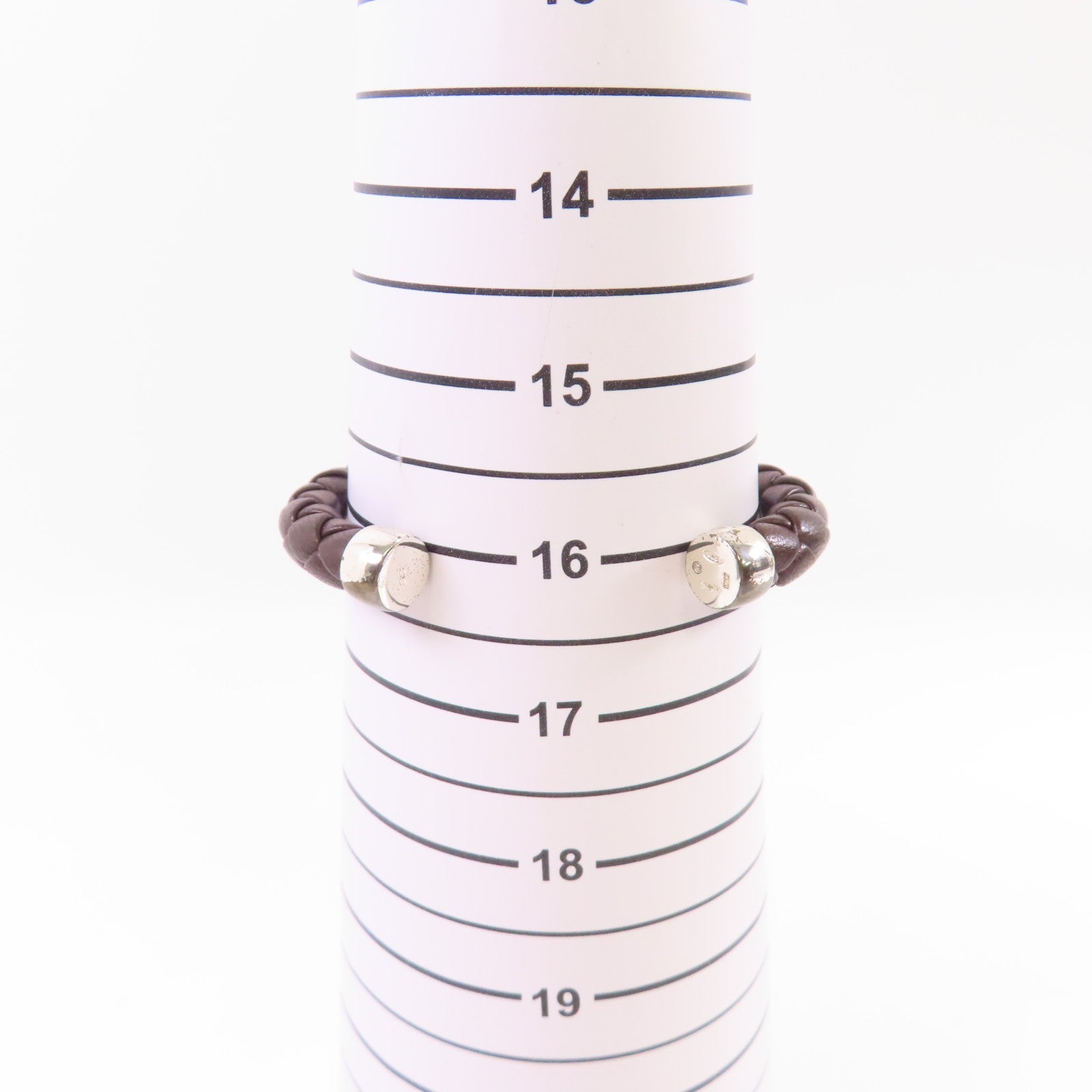 BOTTEGA VENETA 【激減優惠】織紋皮革/925純銀Bangle手鐲啡色/銀色