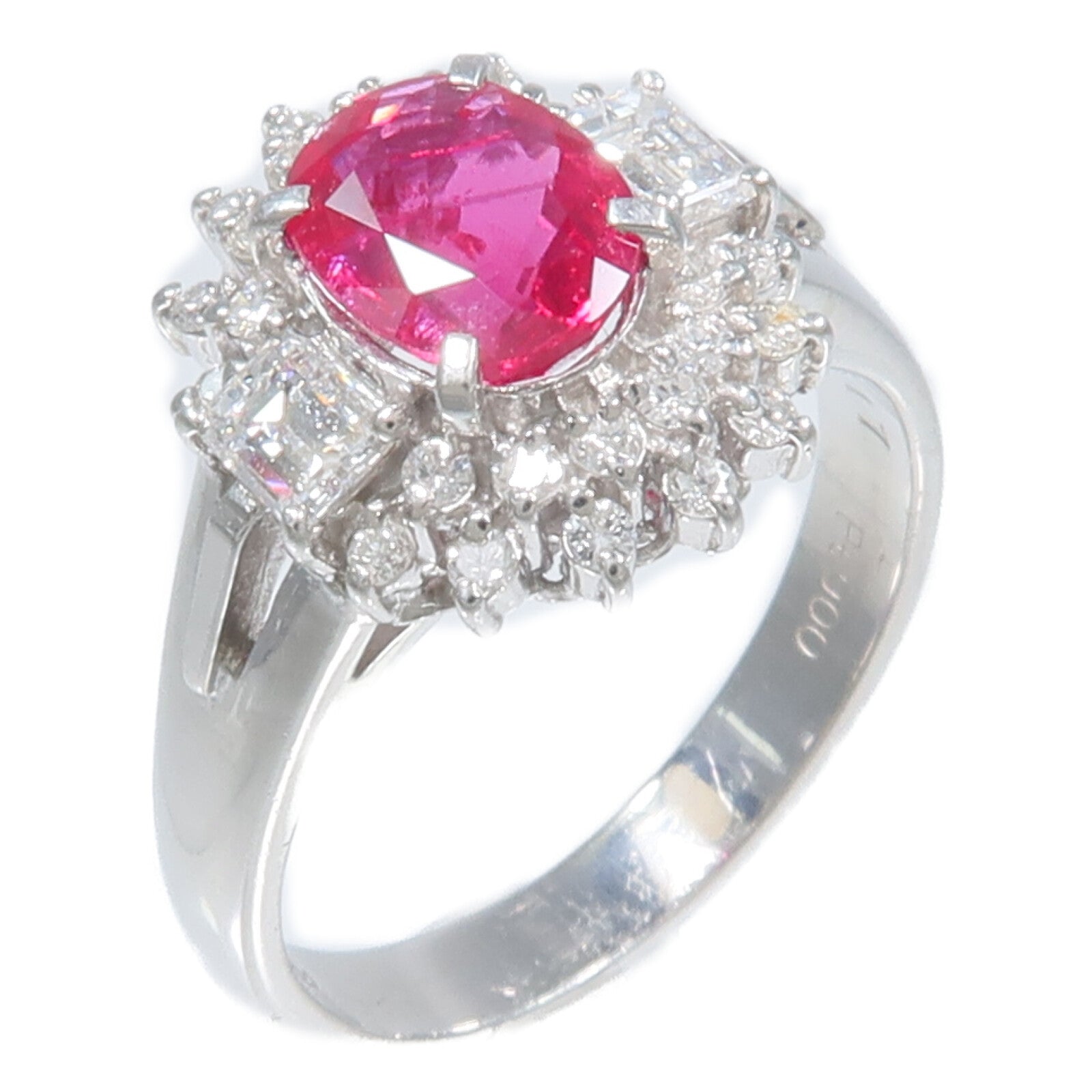 JEWELRY PT900鉑金Ruby Diamond Ring紅寶石/鑽石戒指