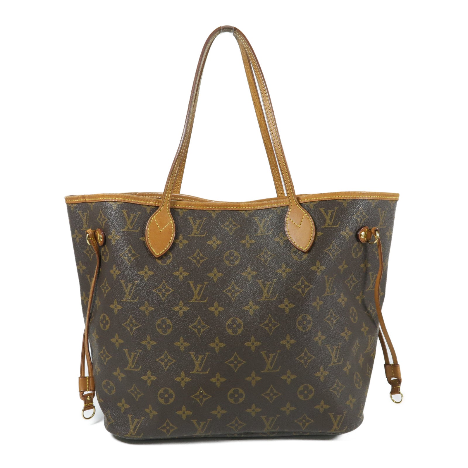 LOUIS VUITTON Monogram Neverfull MM金扣手挽袋