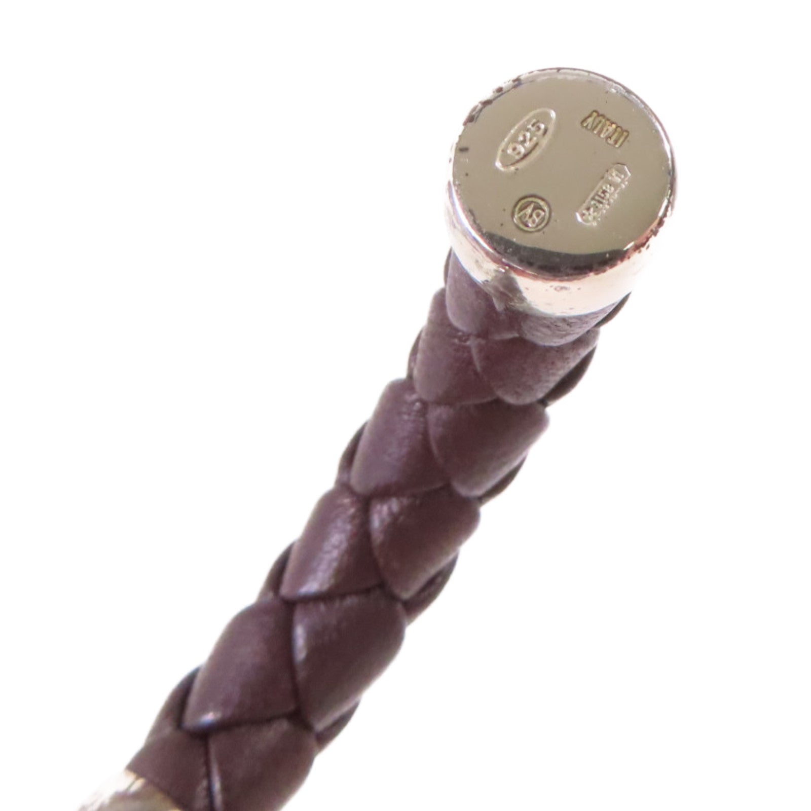 BOTTEGA VENETA 【激減優惠】織紋皮革/925純銀Bangle手鐲啡色/銀色