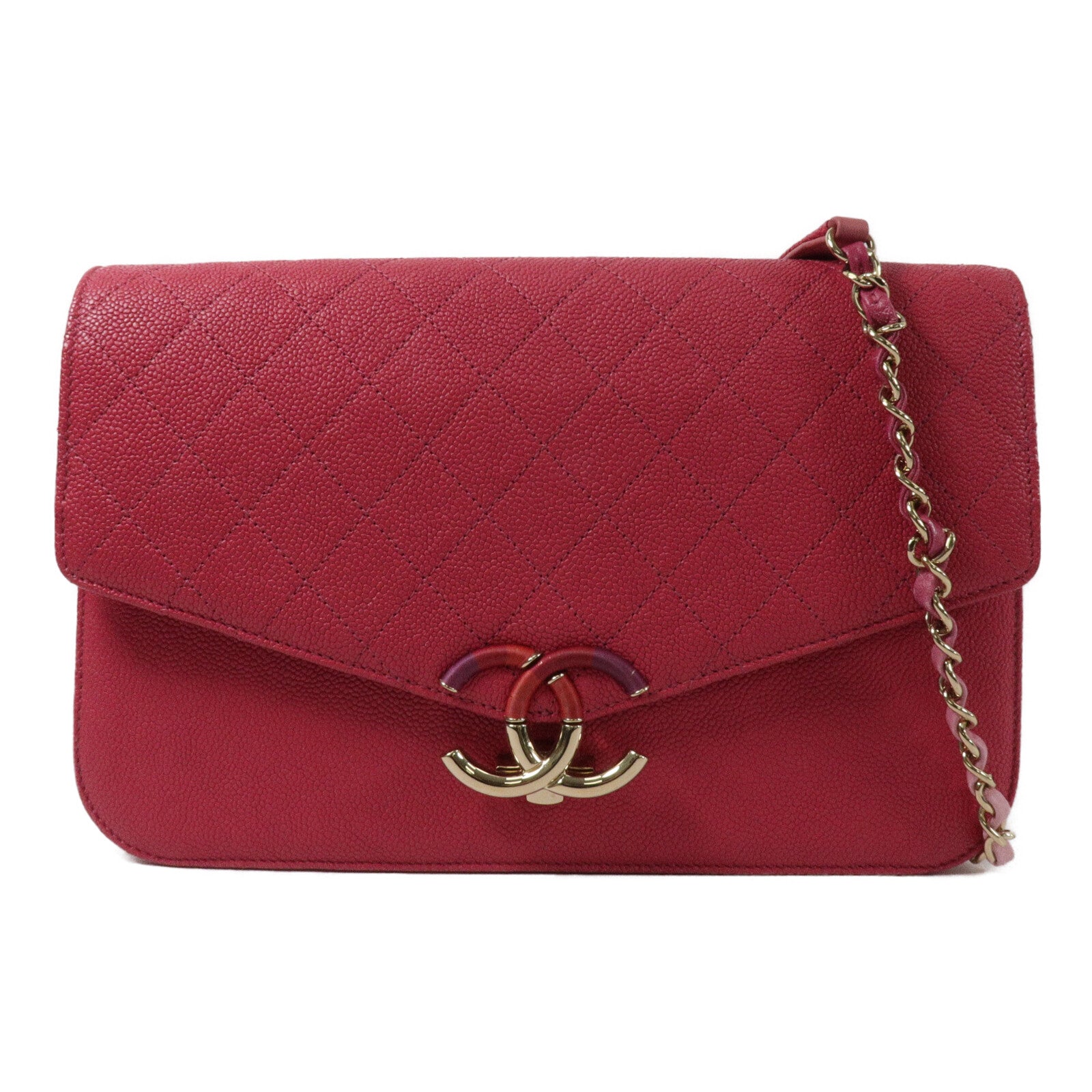CHANEL 牛皮皮革Thread Around Flap Bag鏈帶肩背袋