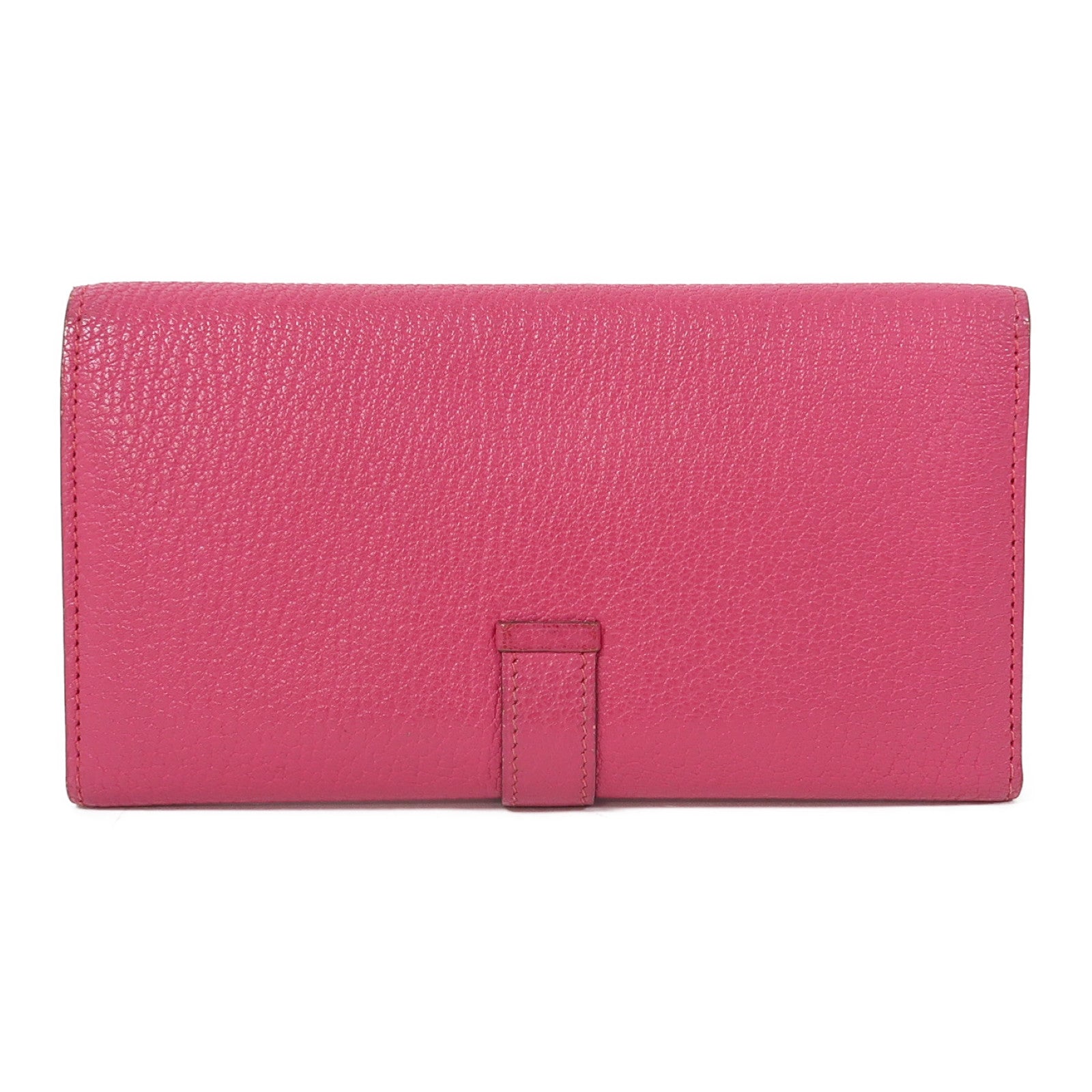 HERMES 【激減優惠】Chevre皮革Bearn Wallet銀扣長錢包粉紅色