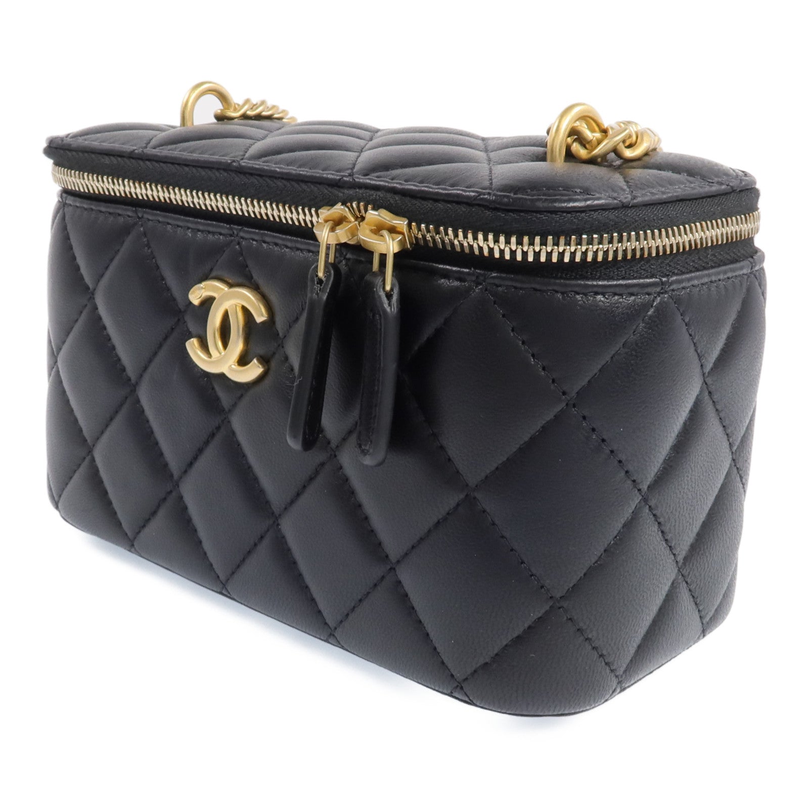 CHANEL 羊皮皮革Vanity Case金扣鏈帶肩背袋