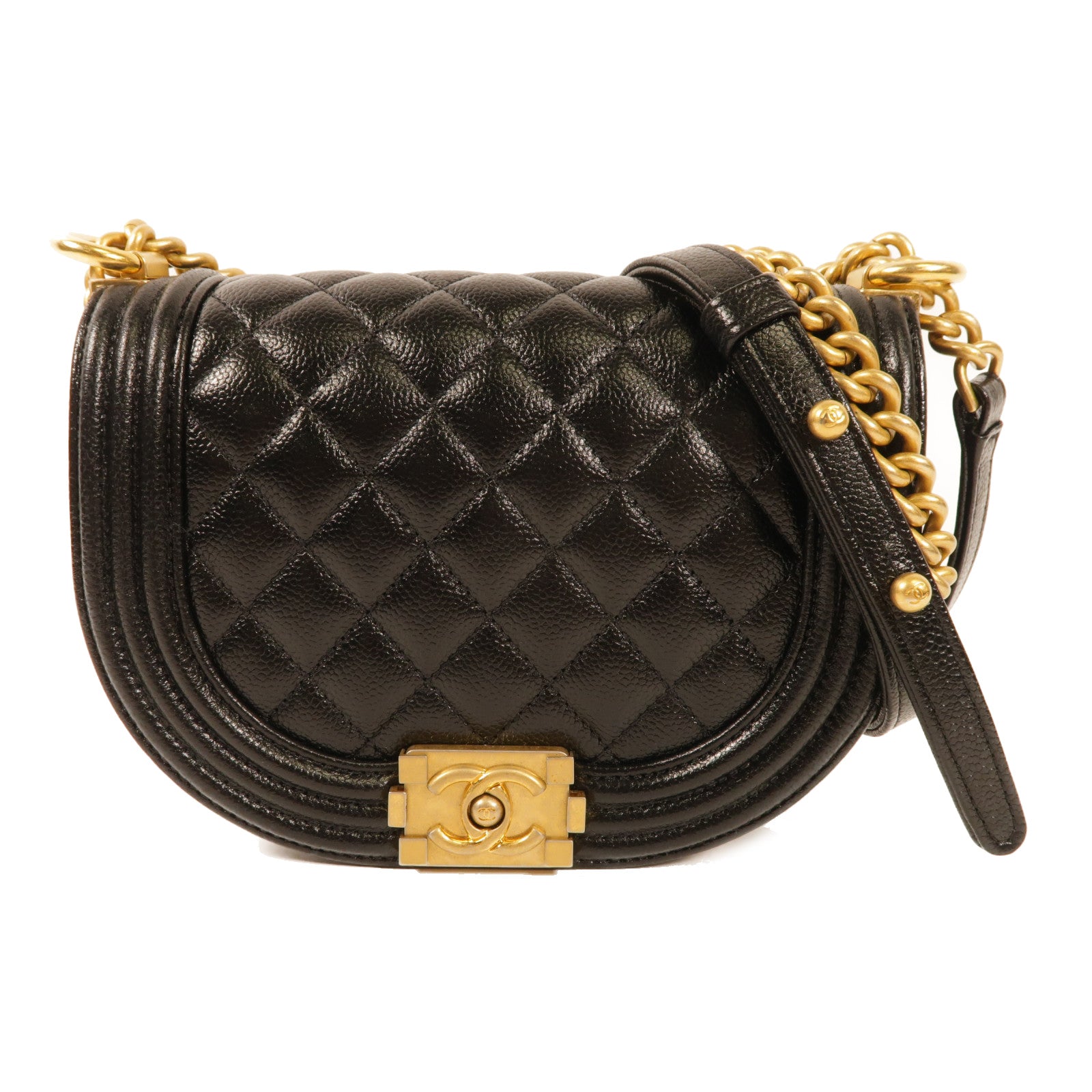 CHANEL 牛皮皮革Boy Chanel金扣肩背袋