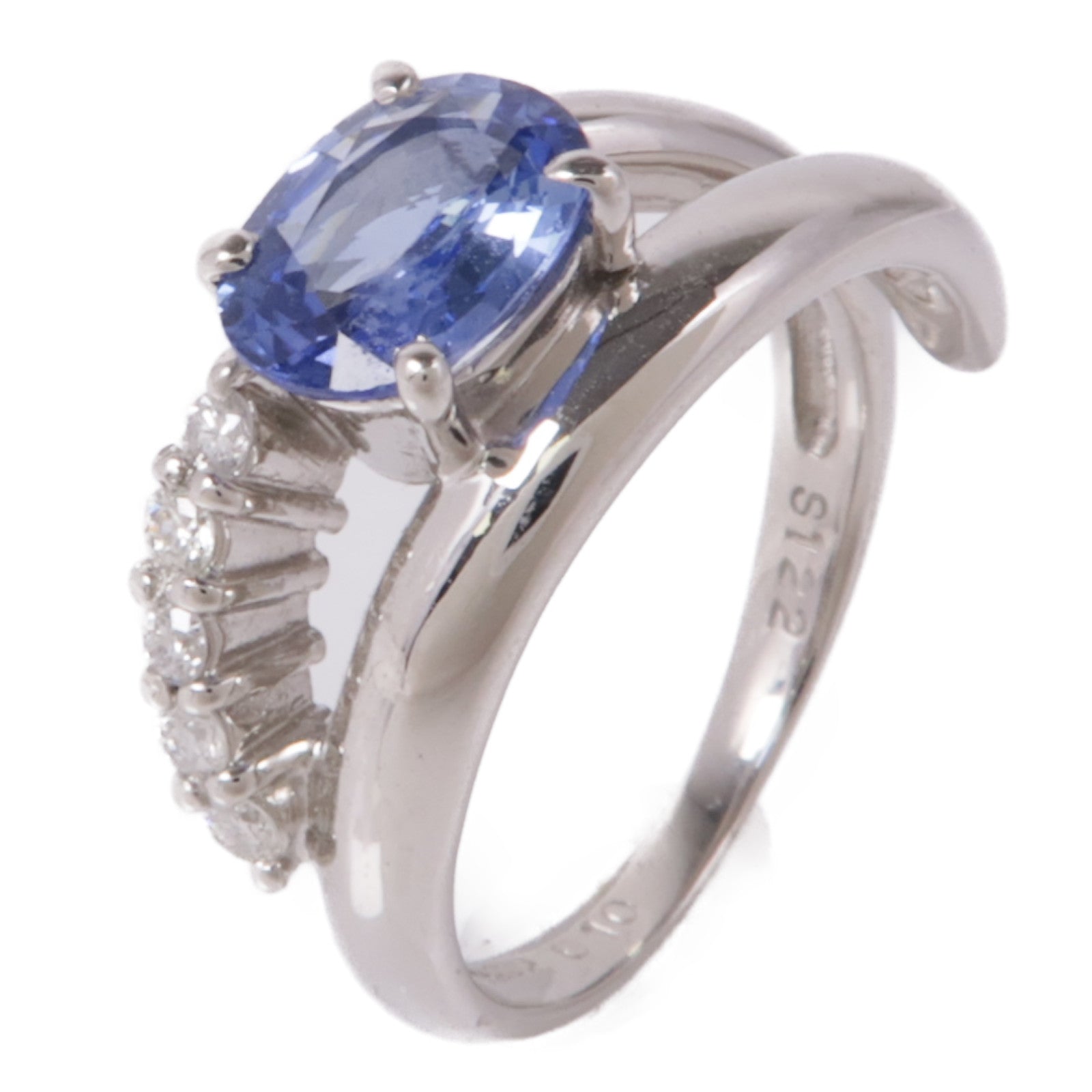 JEWELRY PT900鉑金Sapphire/Diamond Ring藍寶石/鑽石戒指US#5