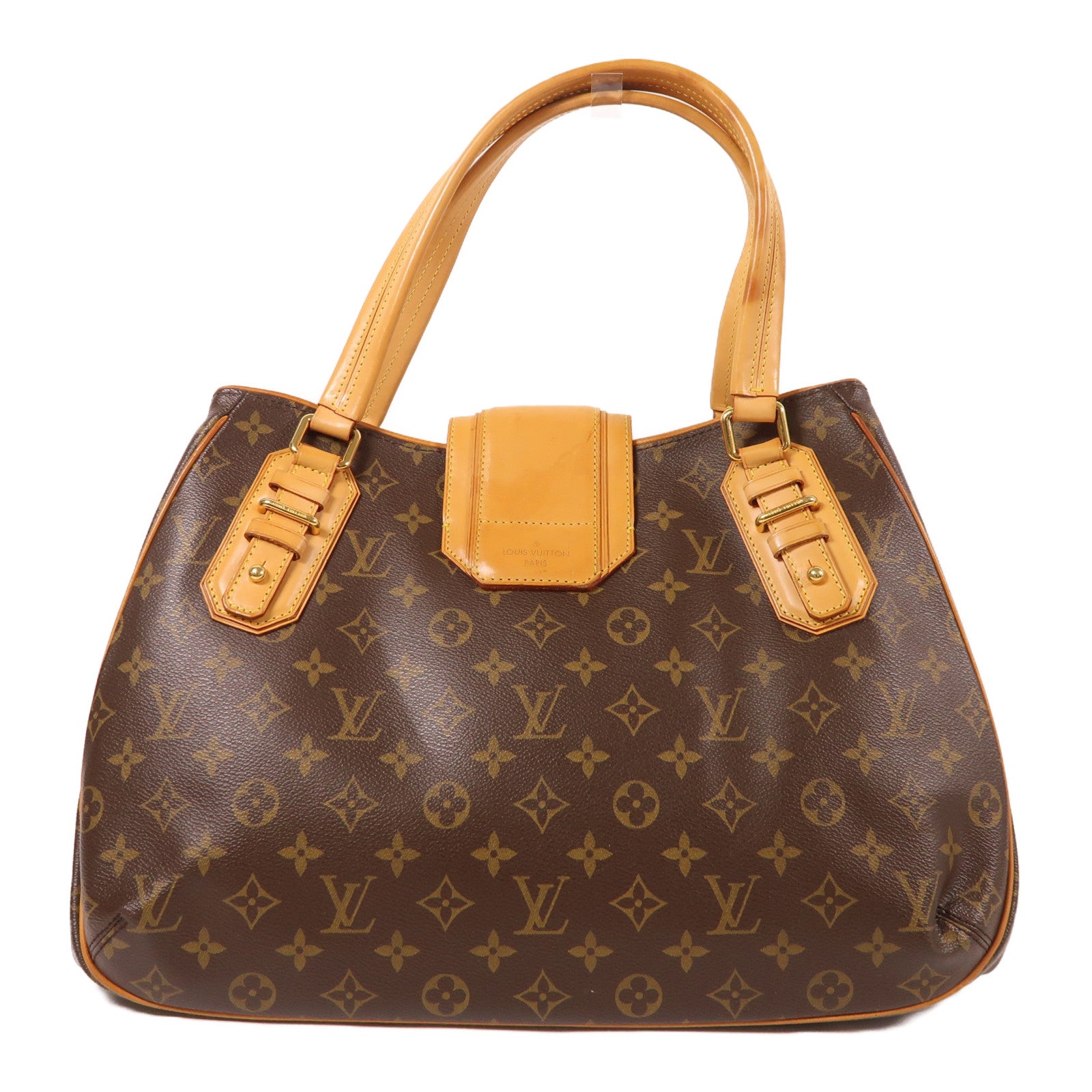 LOUIS VUITTON Monogram Griet金扣手挽袋棕色