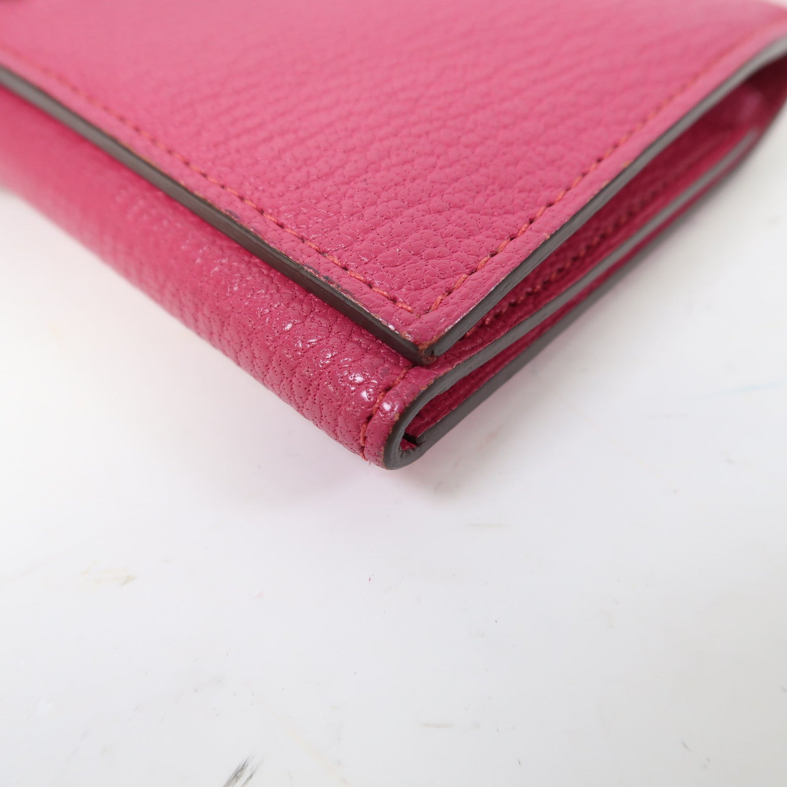 HERMES 【激減優惠】Chevre皮革Bearn Wallet銀扣長錢包粉紅色