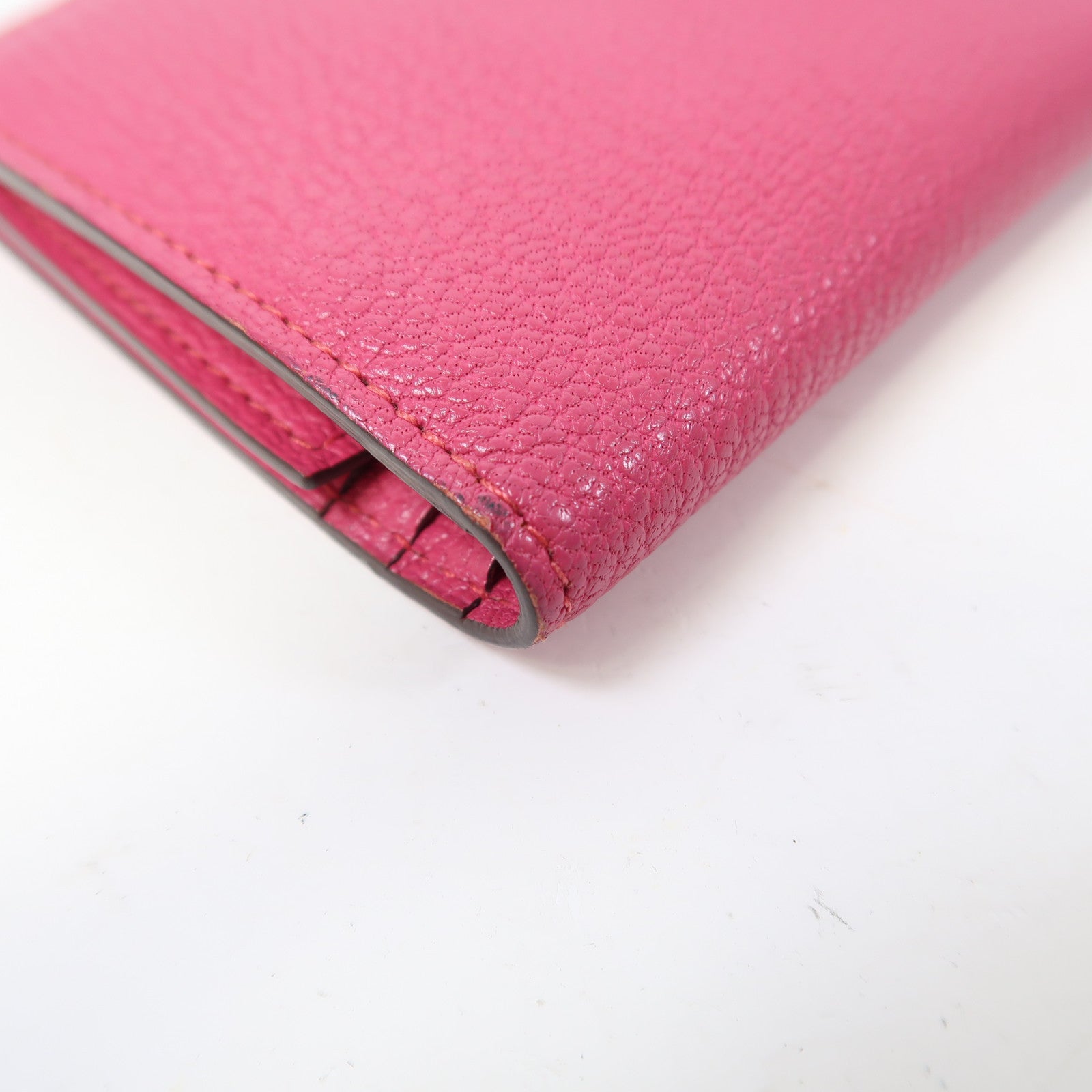 HERMES 【激減優惠】Chevre皮革Bearn Wallet銀扣長錢包粉紅色