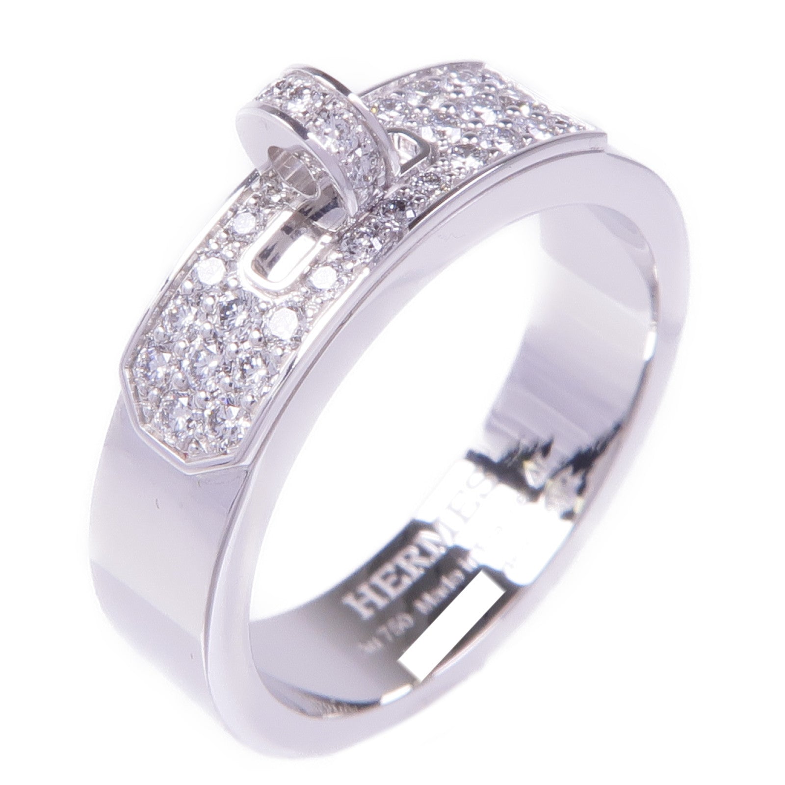 HERMES 【激減優惠】18K白金Bague Kelly Ring鑽石戒指Hermes#49/US#4.75