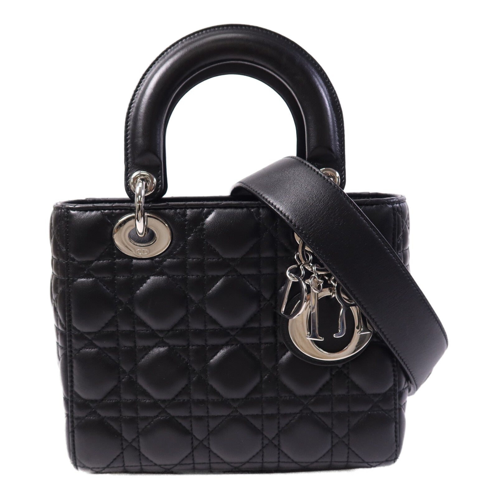 Dior 羊皮皮革Lady Dior銀扣手挽肩背兩用袋