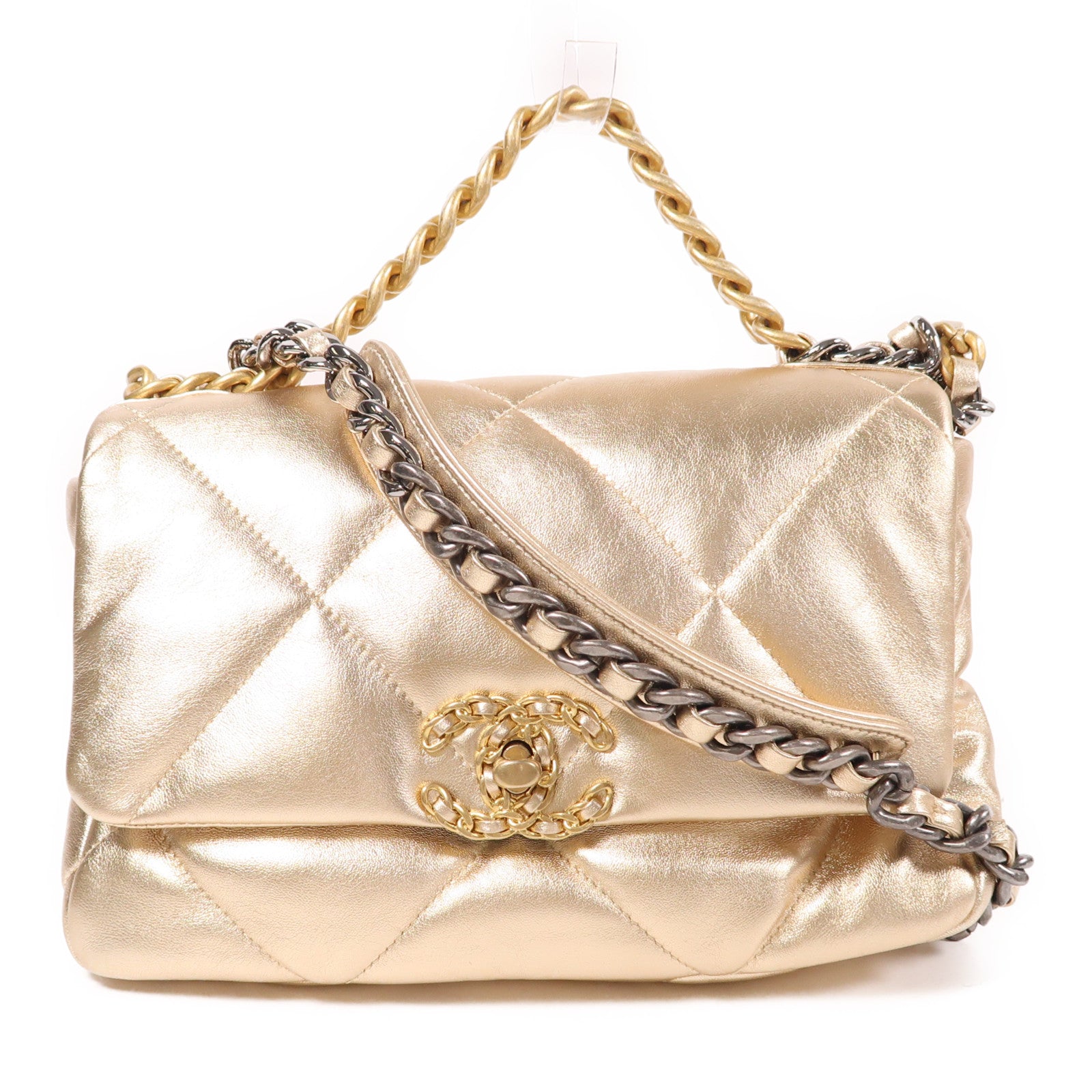 CHANEL 羊皮皮革C19 Small手挽肩背兩用袋