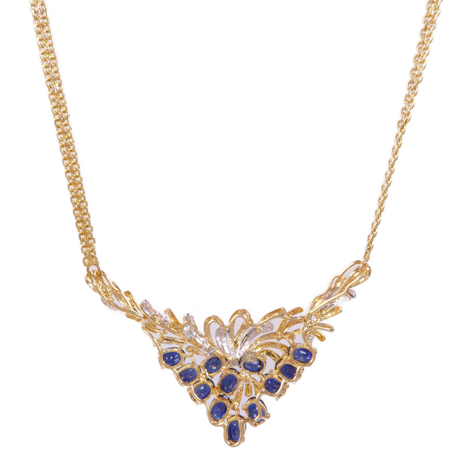 JEWELRY 【激減優惠】18K黃金/白金Sapphire Diamond Necklace藍寶石/鑽石項鍊
