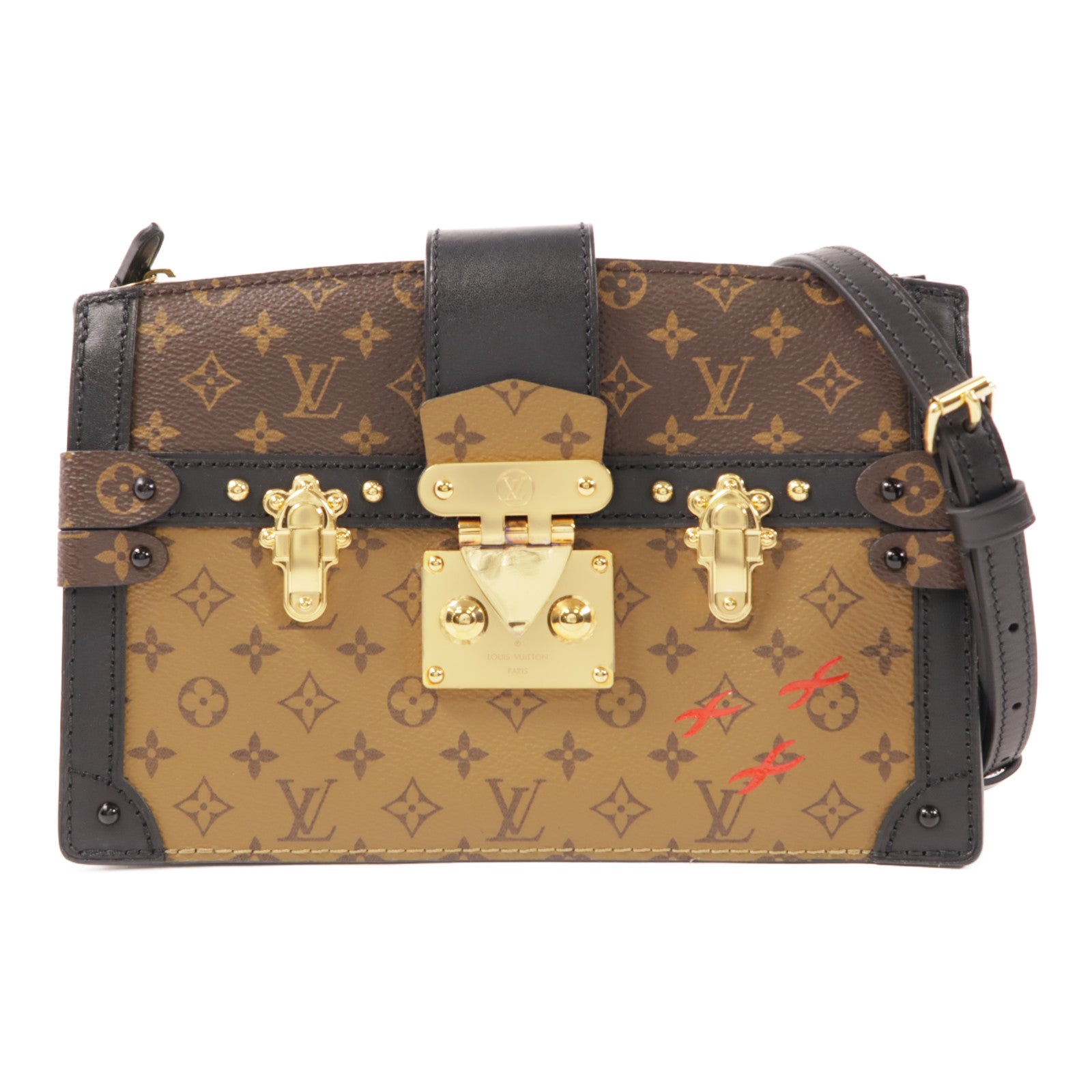 LOUIS VUITTON LV GHW Trunk Clutch Shoulder Bag M43596 Monogram Reverse Brown