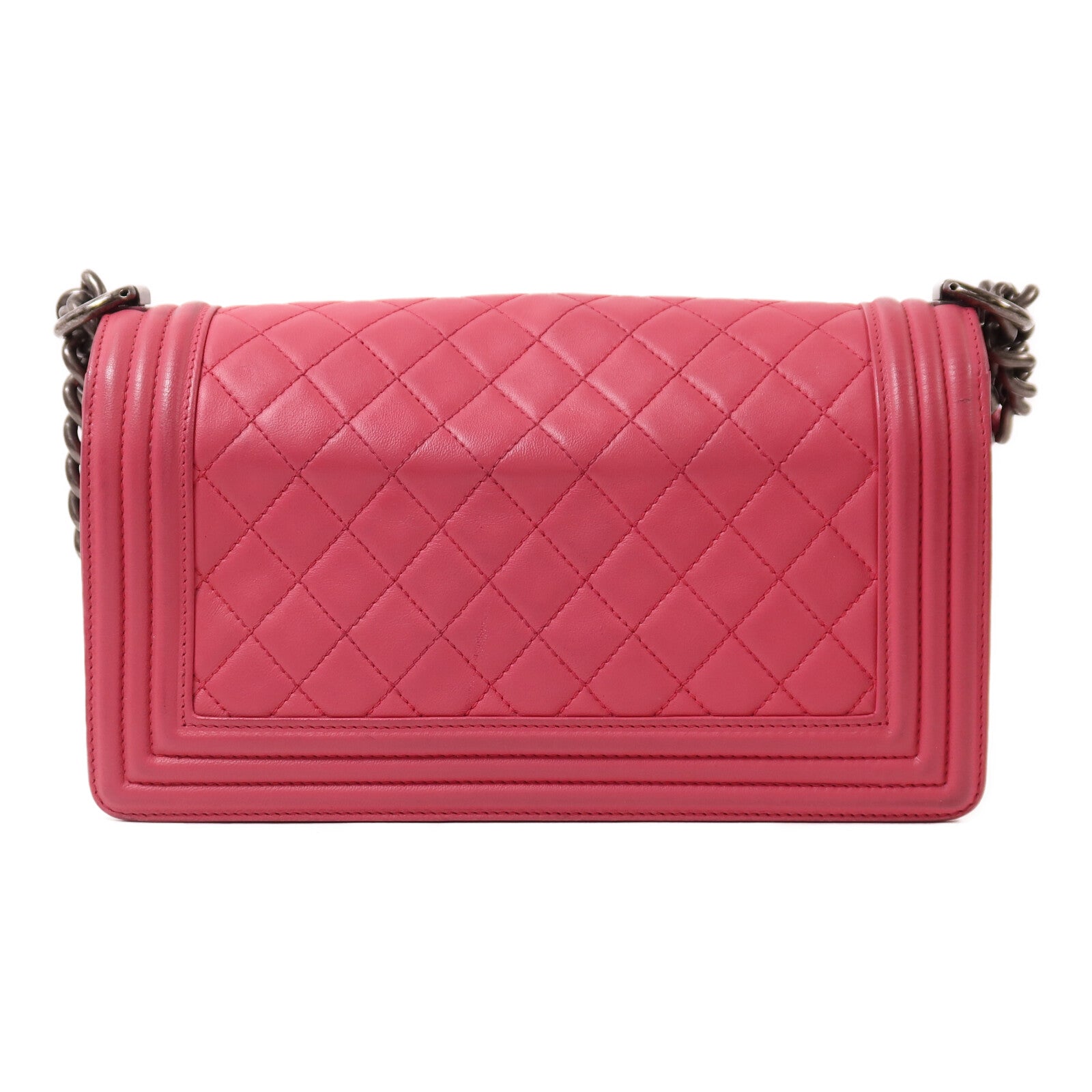 CHANEL 羊皮皮革Boy 25銀扣鏈帶肩背袋