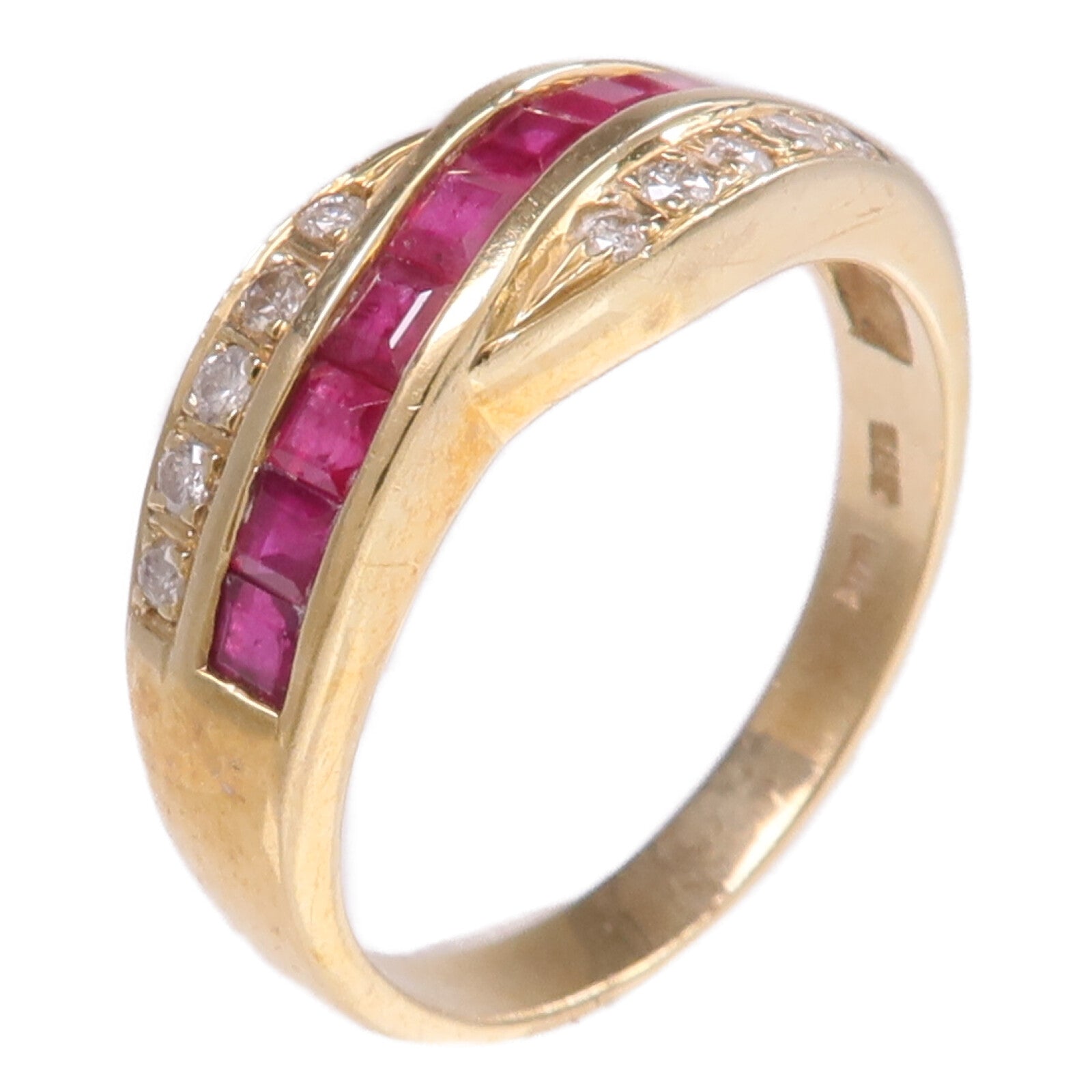 JEWELRY 14K黃金Ruby Diamond Ring紅寶石/鑽石戒指US#6.25