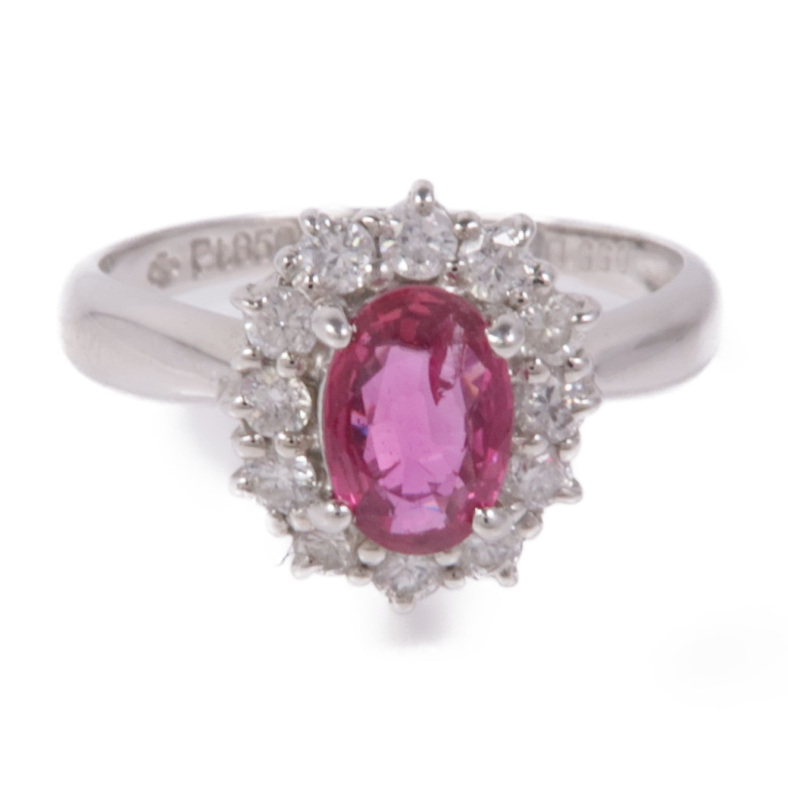 JEWELRY 【激減優惠】PT850鉑金Ruby/Diamond Ring紅寶石/鑽石戒指US#5.75